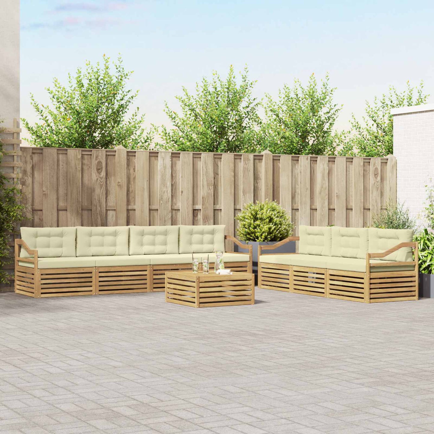 vidaXL Σειρά Καναπέ Εξωτερικού 8 pcs Λευκό και Κρεμ 79 x 79 x 37 εκ
