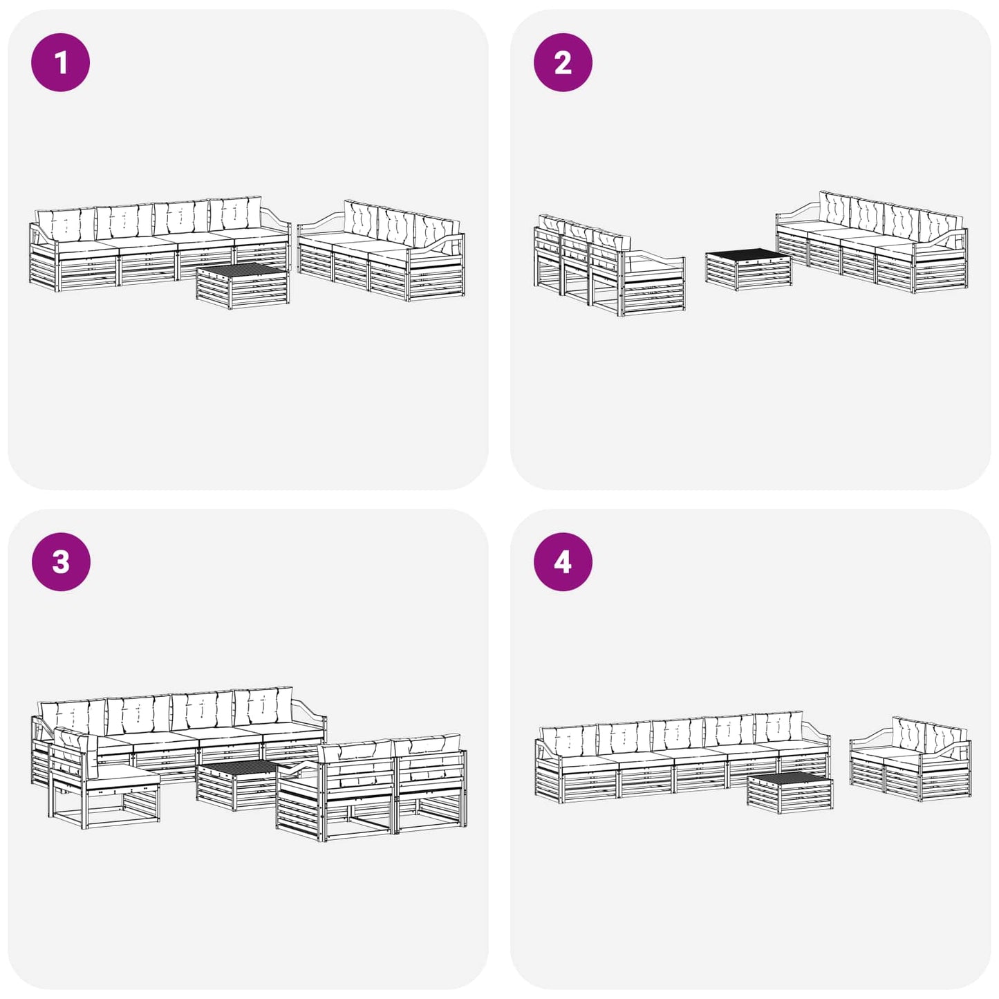 vidaXL Σειρά Καναπέ Εξωτερικού 8 pcs Λευκό και Κρεμ 79 x 79 x 37 εκ