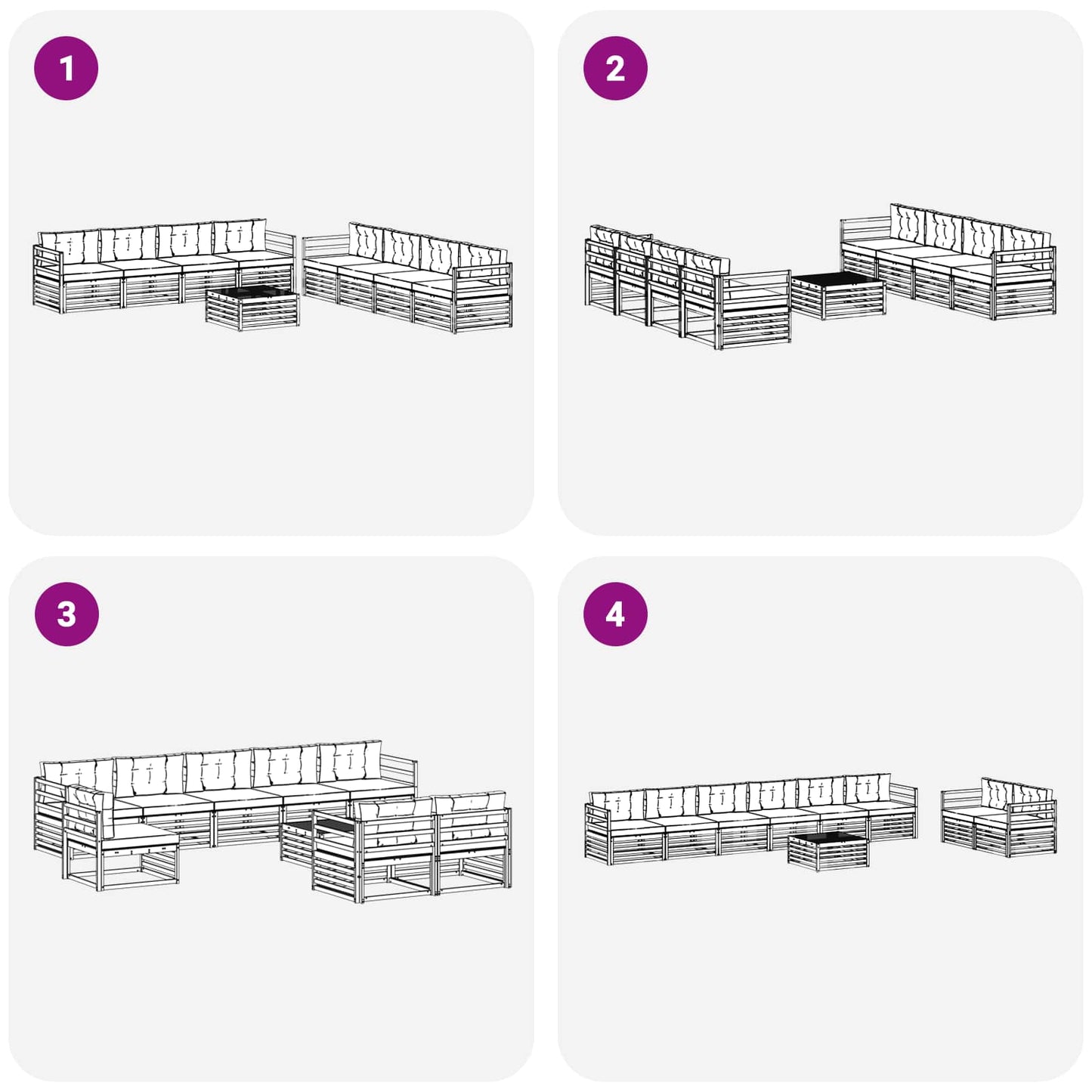 vidaXL Σειρά Καναπέ Εξωτερικού 9 pcs Άσπρο και Ανθρακί Πολυεστέρας