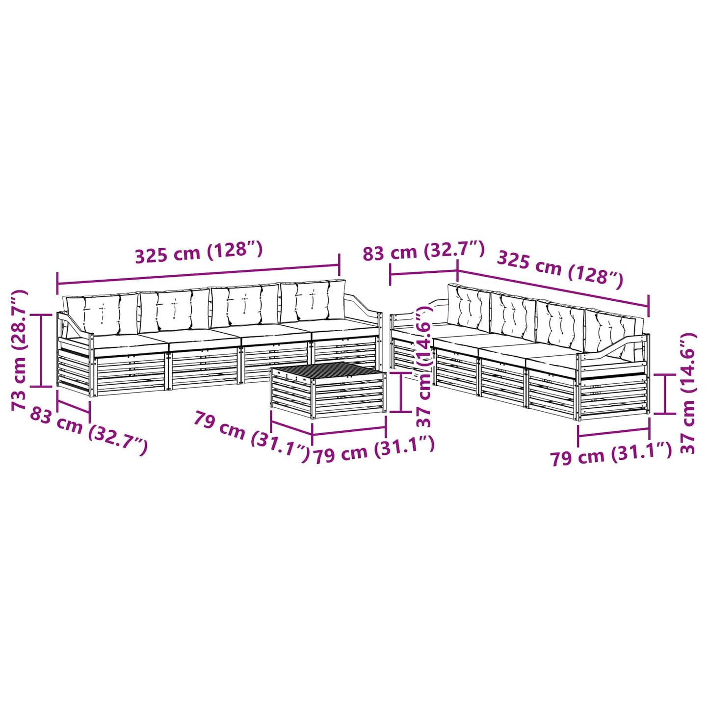 vidaXL Σειρά Καναπέ Εξωτερικού 9 pcs Άσπρο και Ανθρακί Πολυεστέρας