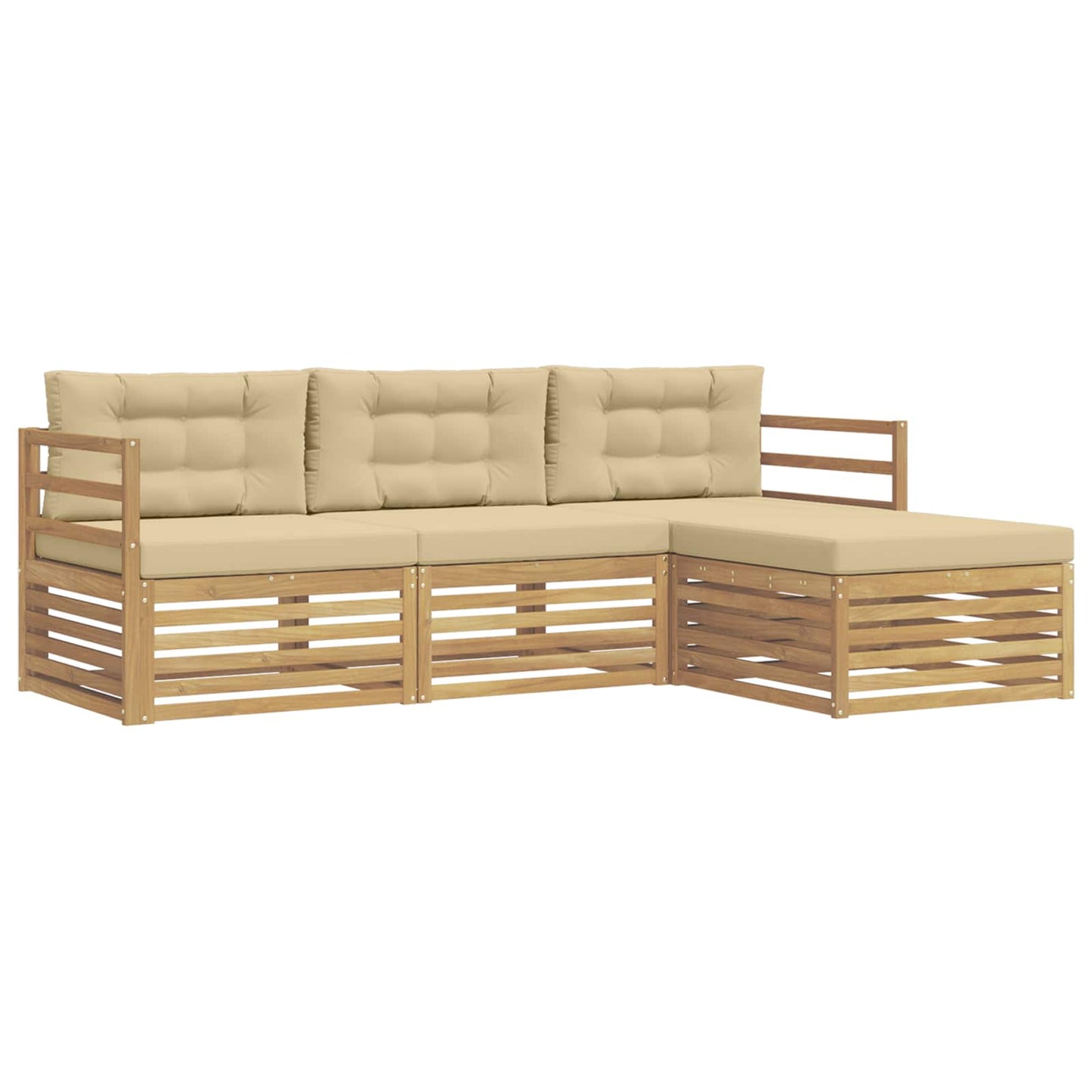 vidaXL Σειρά Καναπέ Εξωτερικού 4 pcs Λευκό και Μπεζ Πολυεστέρας