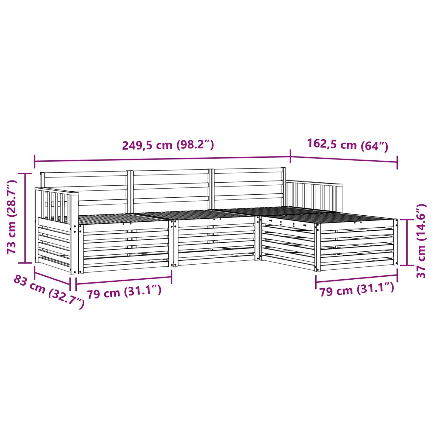 vidaXL Σειρά Καναπέ Εξωτερικού 4 pcs Λευκό Στερεό Ξύλο Ακακίας