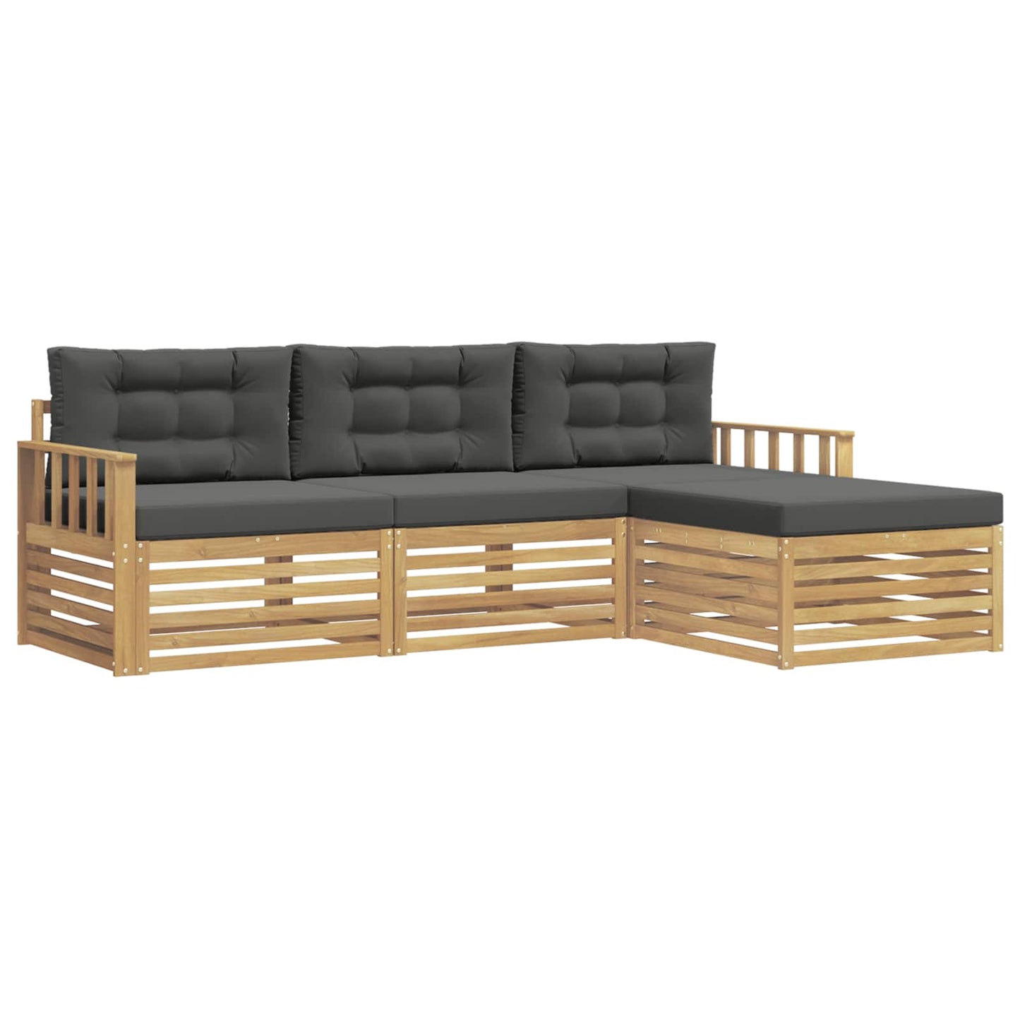 vidaXL Σειρά Καναπέ Εξωτερικού 4 pcs Άσπρο και Ανθρακί Πολυεστέρας
