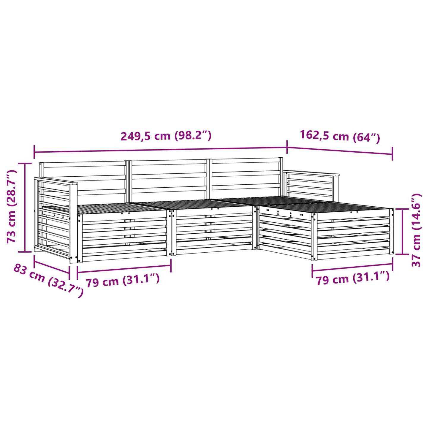 vidaXL Σειρά Καναπέ Εξωτερικού 4 pcs Λευκό Στερεό Ξύλο Ακακίας