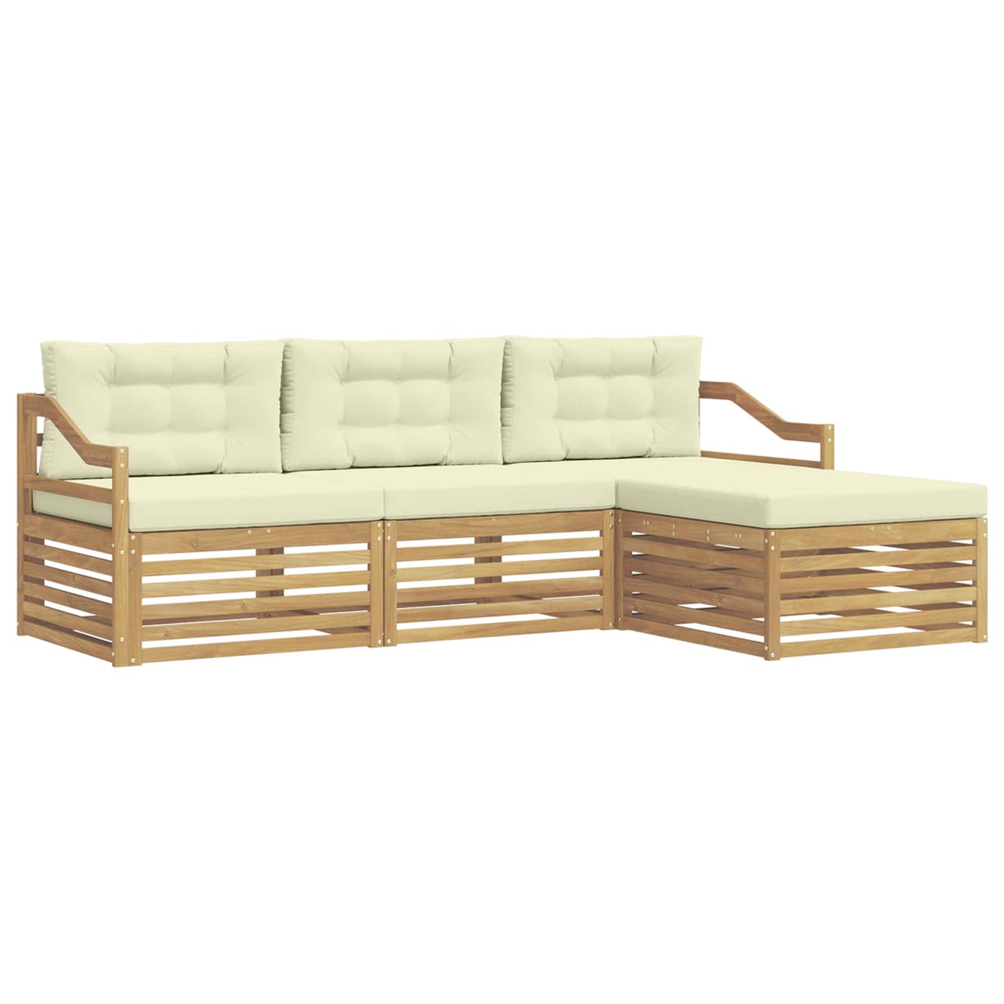 vidaXL Σειρά Καναπέ Εξωτερικού 4 pcs Λευκό και Κρεμ Πολυεστέρας