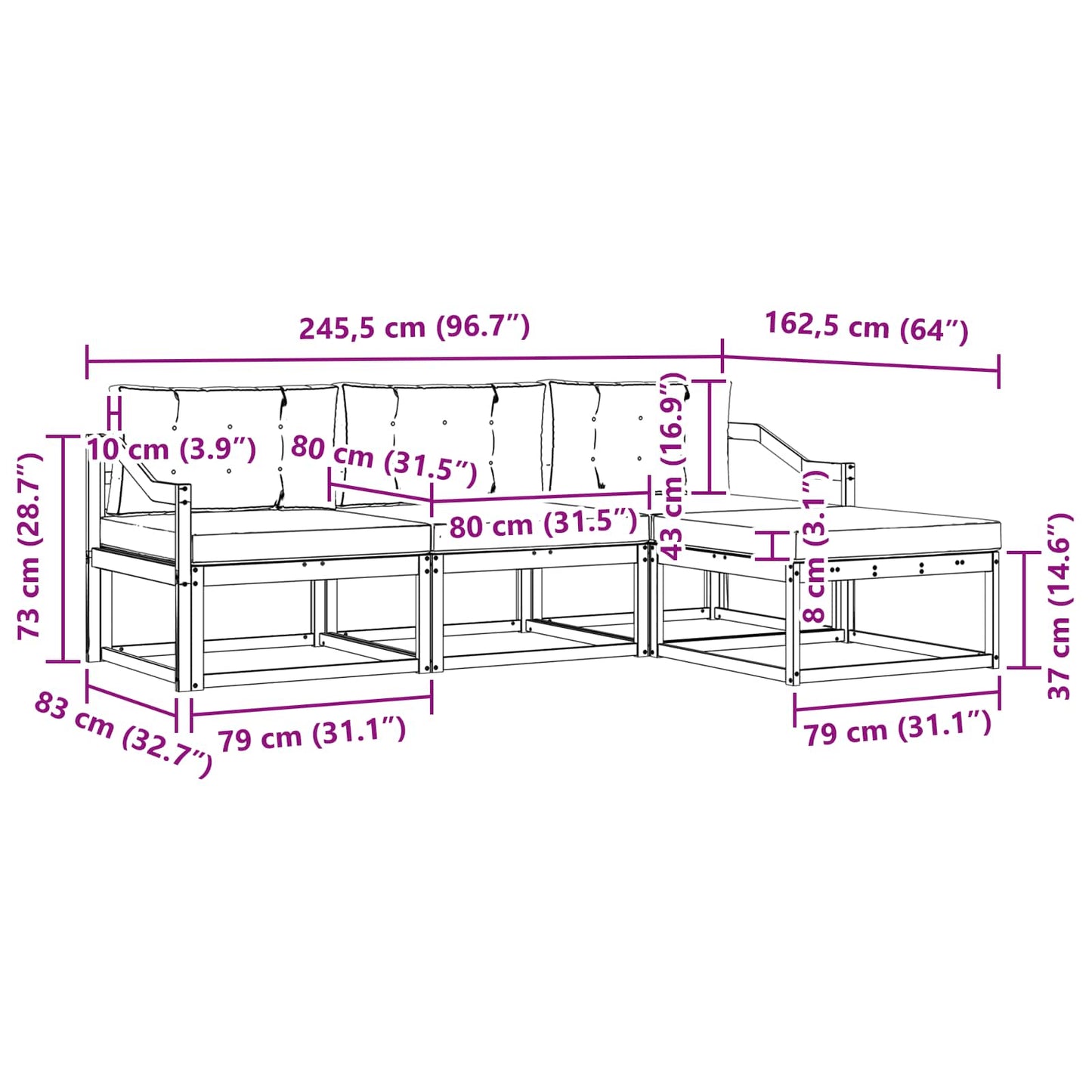 vidaXL Σειρά Καναπέ Εξωτερικού 4 pcs Λευκό και Κρεμ Πολυεστέρας