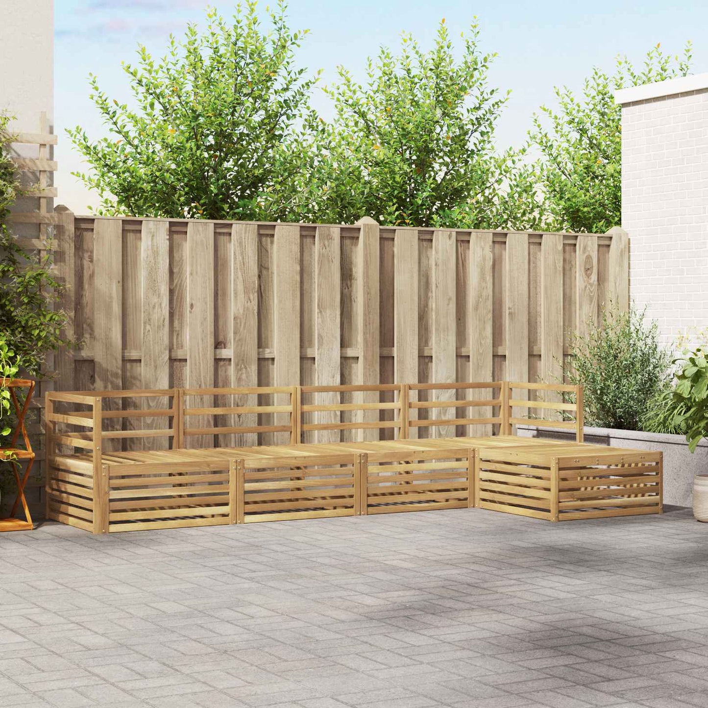 vidaXL Σειρά Καναπέ Εξωτερικού 5 pcs Λευκό Στερεό Ξύλο Ακακίας