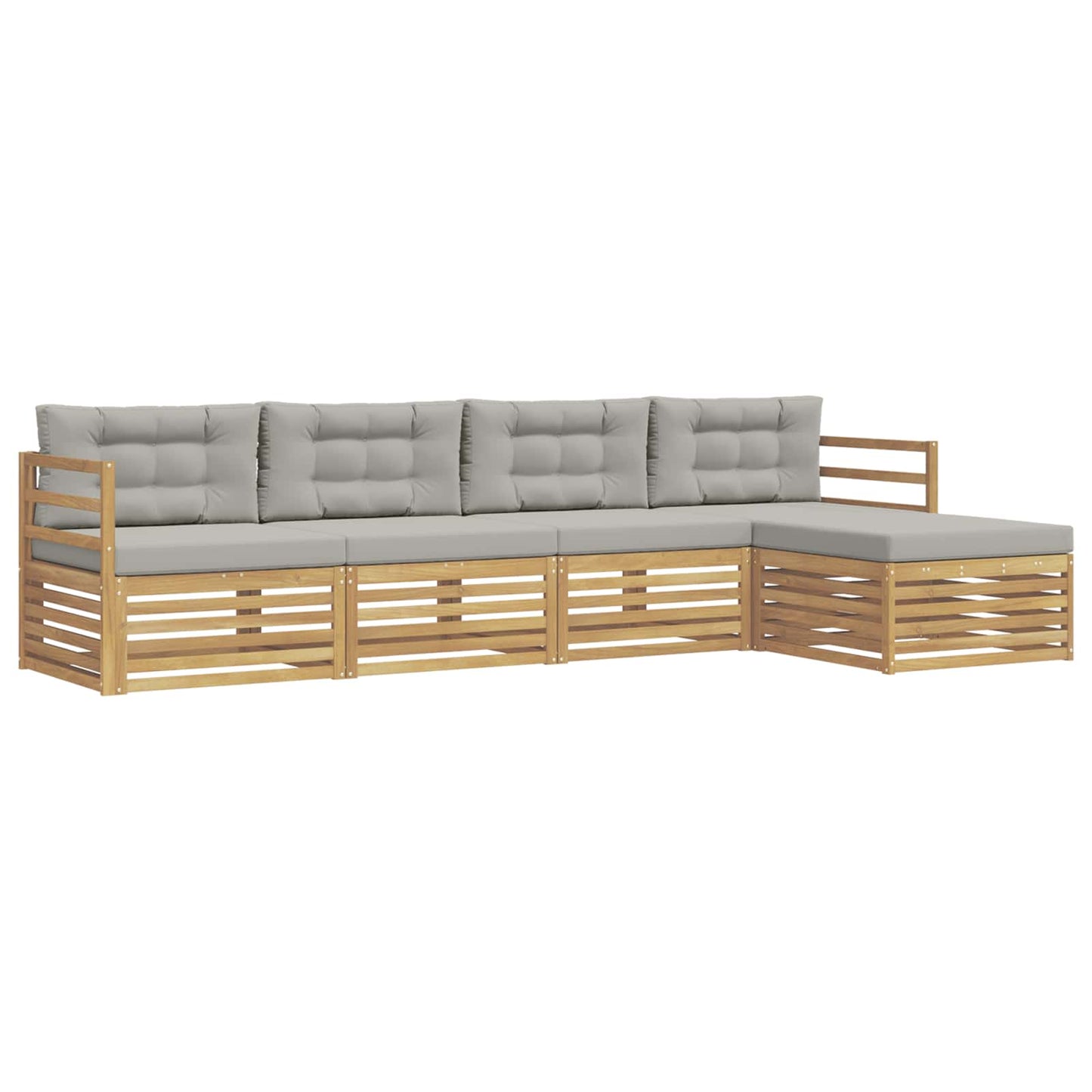 vidaXL Σειρά Καναπέ Εξωτερικού 5 pcs Λευκό και Ανοιχτό Γκρι