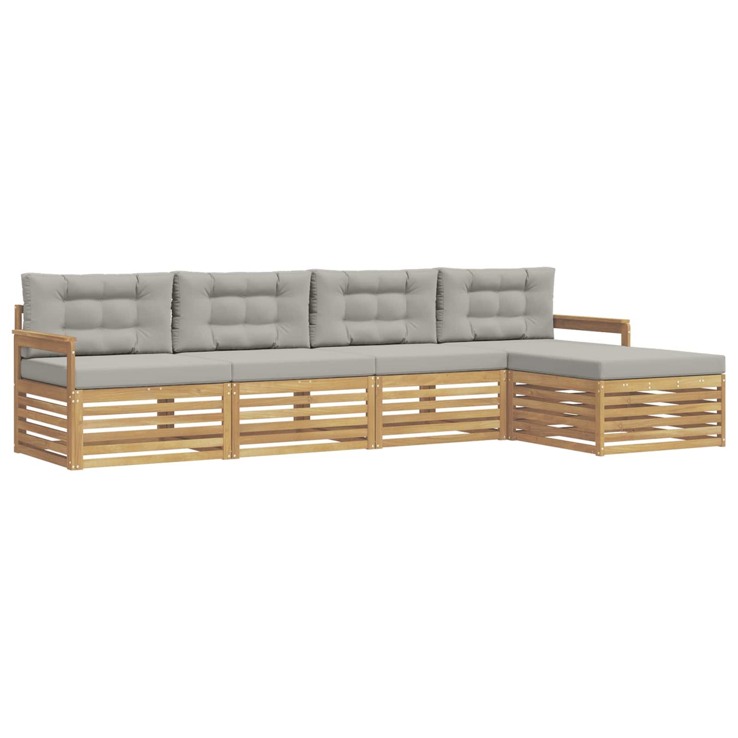 vidaXL Σειρά Καναπέ Εξωτερικού 5 pcs Λευκό και Ανοιχτό Γκρι