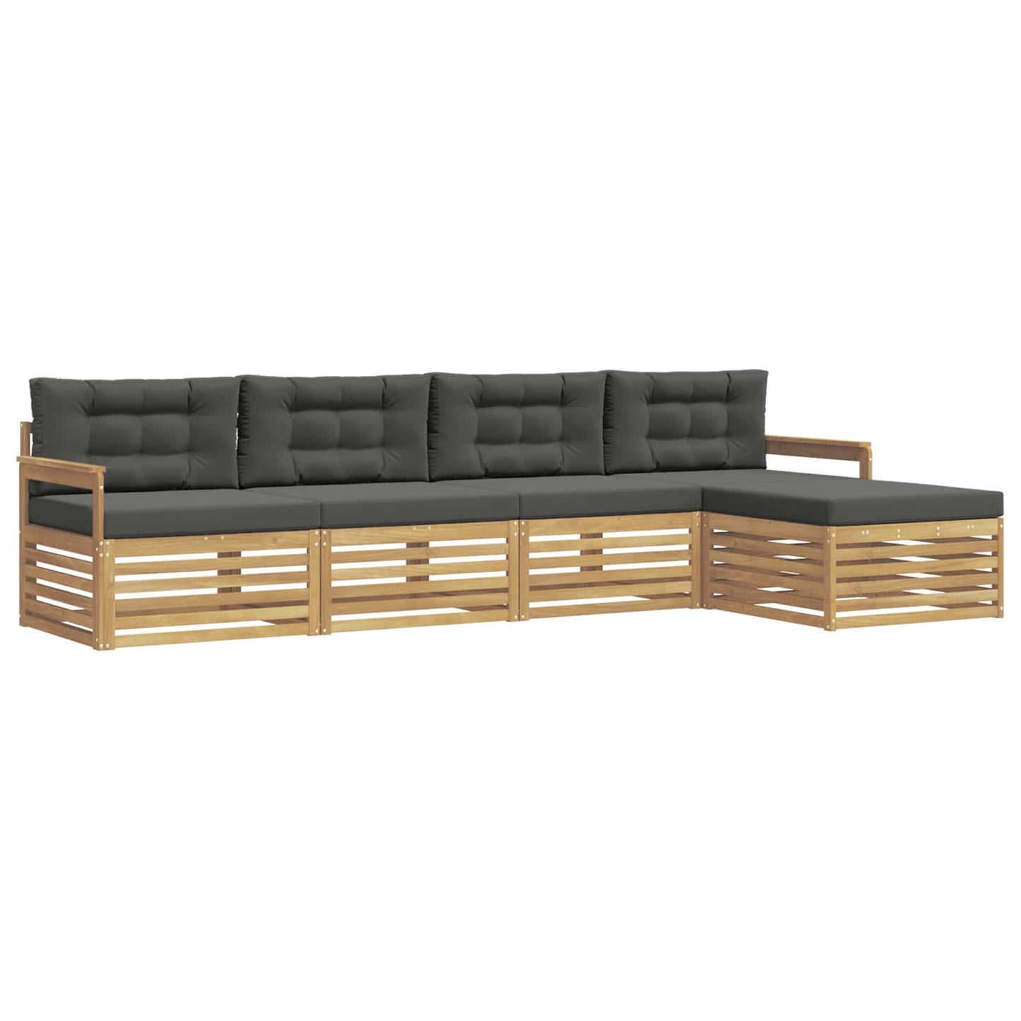 vidaXL Σειρά Καναπέ Εξωτερικού 5 pcs Άσπρο και Ανθρακί Πολυεστέρας