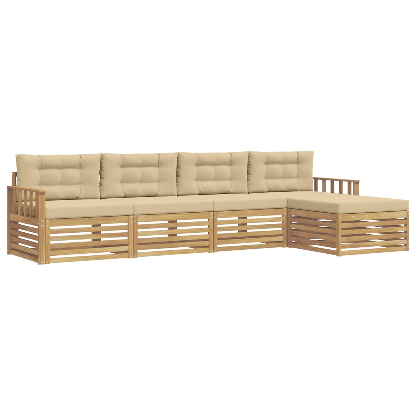 vidaXL Σειρά Καναπέ Εξωτερικού 5 pcs Λευκό και Μπεζ Πολυεστέρας