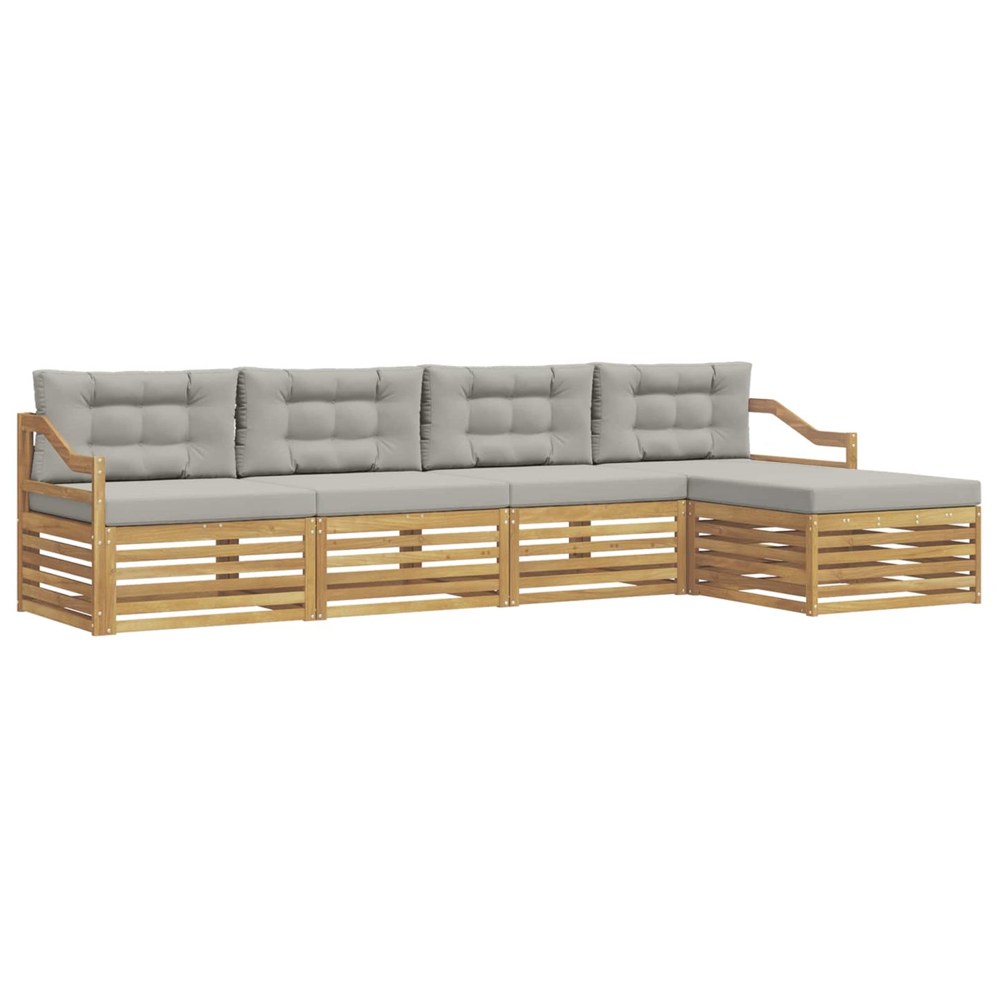 vidaXL Σειρά Καναπέ Εξωτερικού 5 pcs Λευκό και Ανοιχτό Γκρι