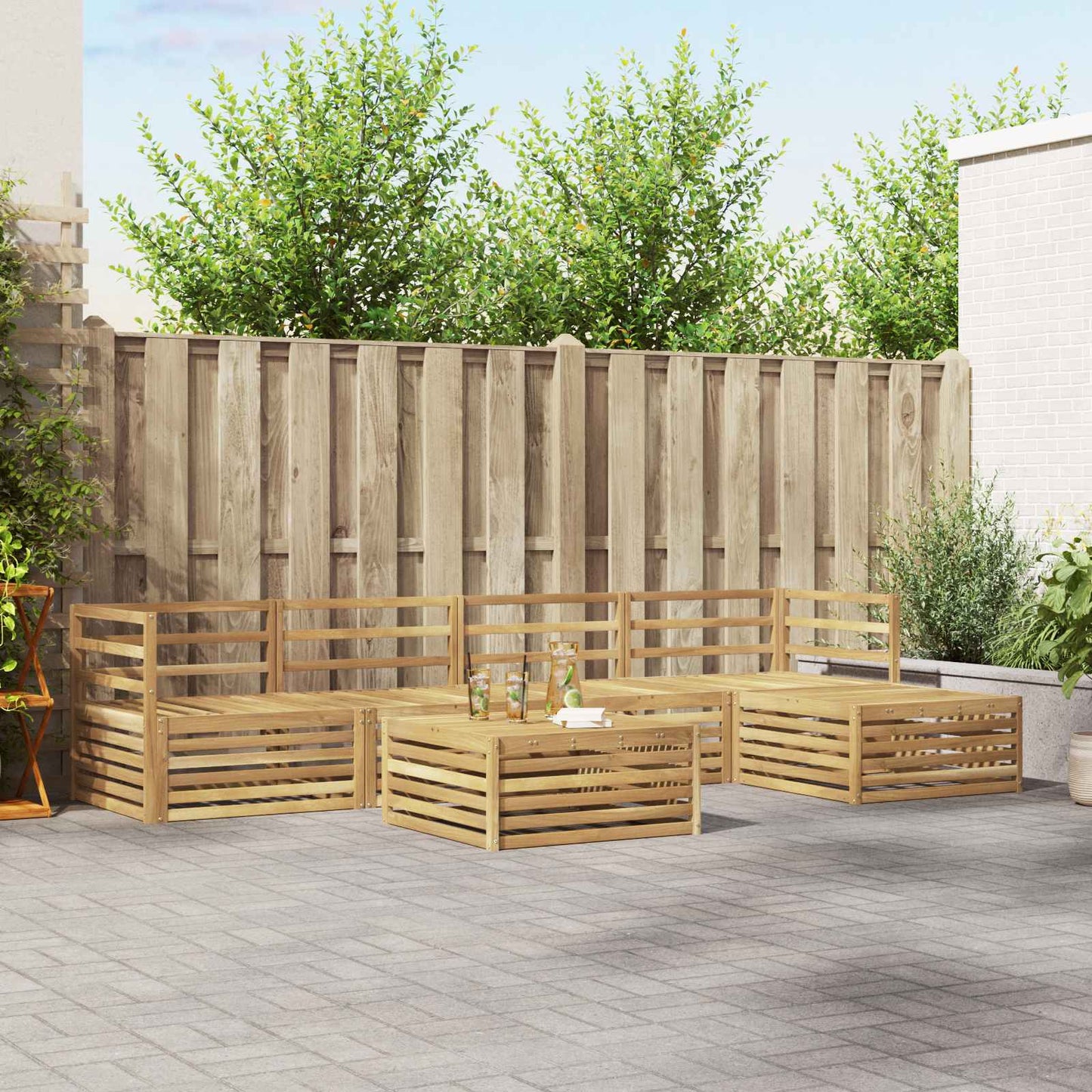 vidaXL Σειρά Καναπέ Εξωτερικού 6 pcs Λευκό 79 x 79 x 37 εκ
