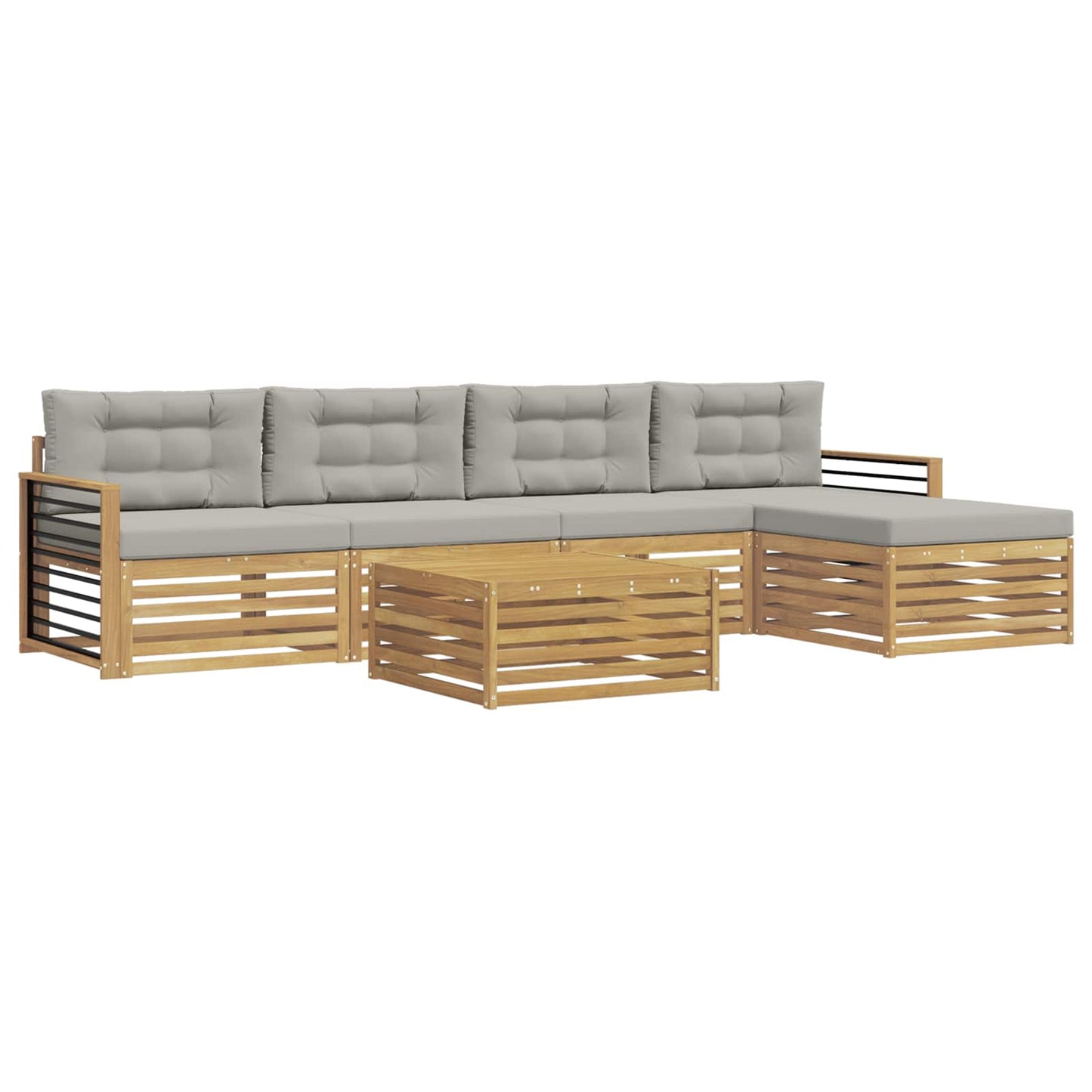 vidaXL Σειρά Καναπέ Εξωτερικού 7 pcs Λευκό και Ανοιχτό Γκρι