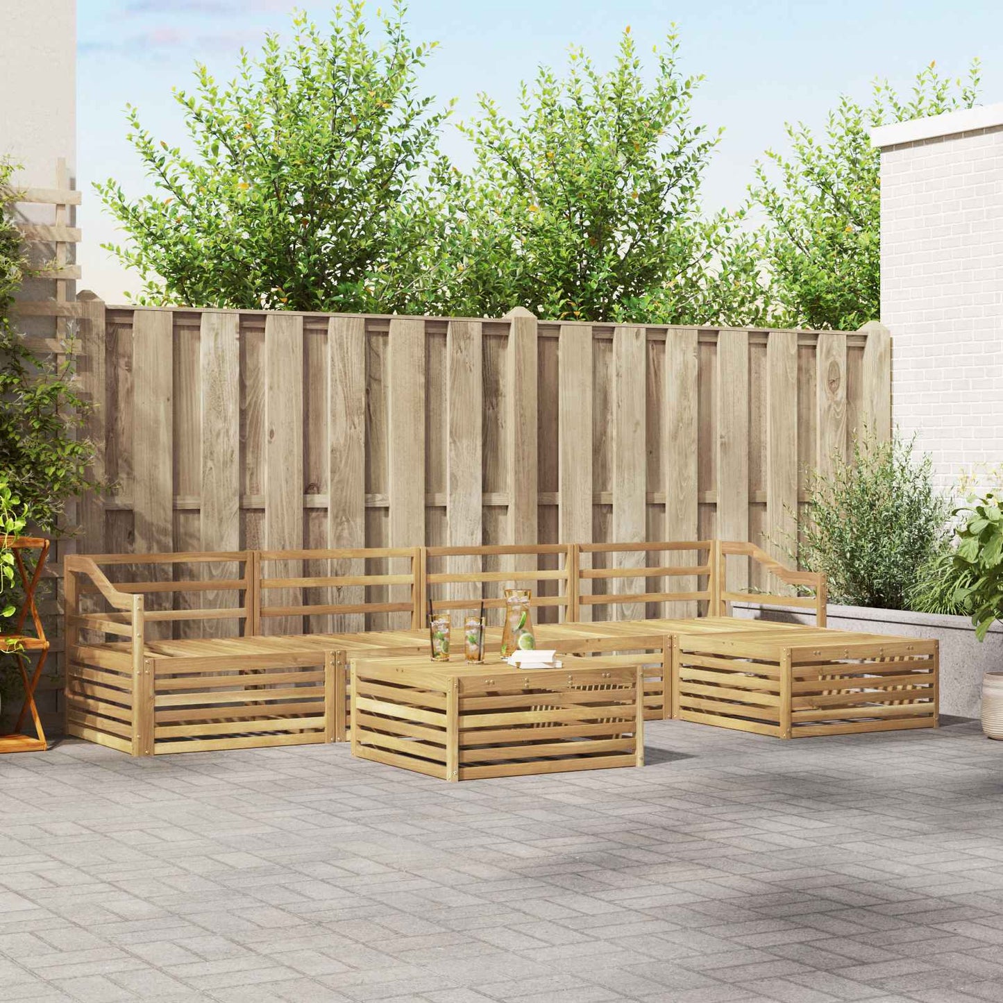 vidaXL Σειρά Καναπέ Εξωτερικού 6 pcs Λευκό 79 x 79 x 37 εκ