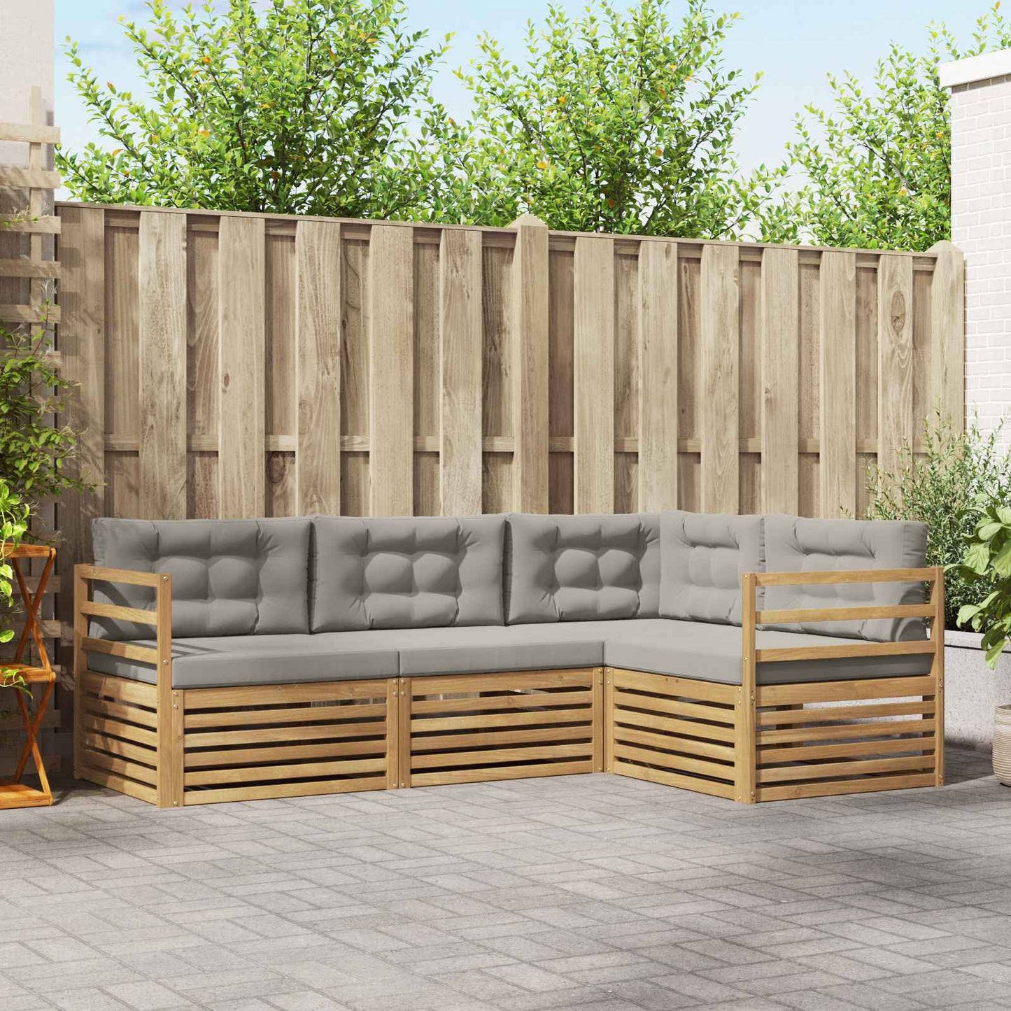 vidaXL Σειρά Καναπέ Εξωτερικού 4 pcs Λευκό και Ανοιχτό Γκρι