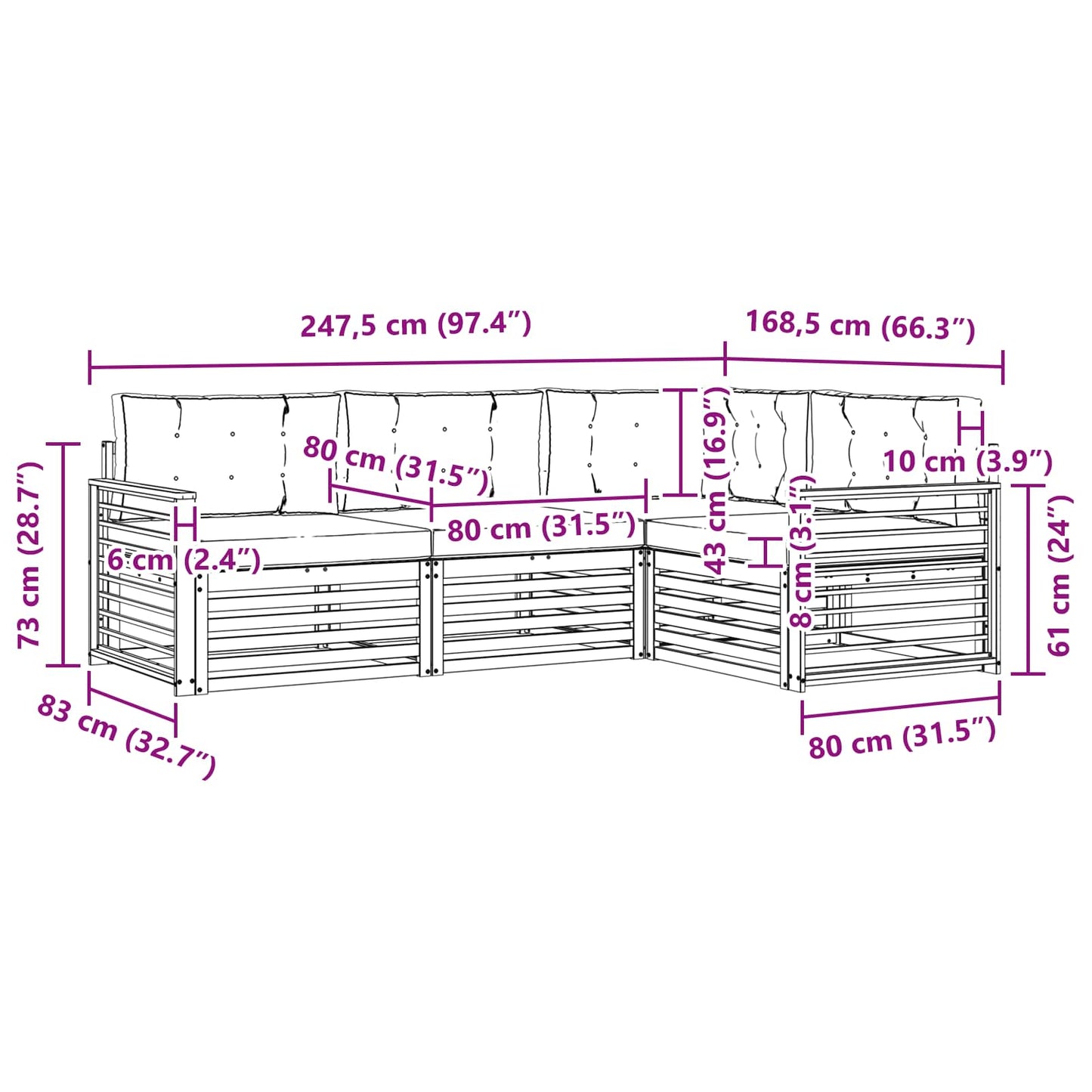 vidaXL Σειρά Καναπέ Εξωτερικού 5 pcs Λευκό και Ανοιχτό Γκρι