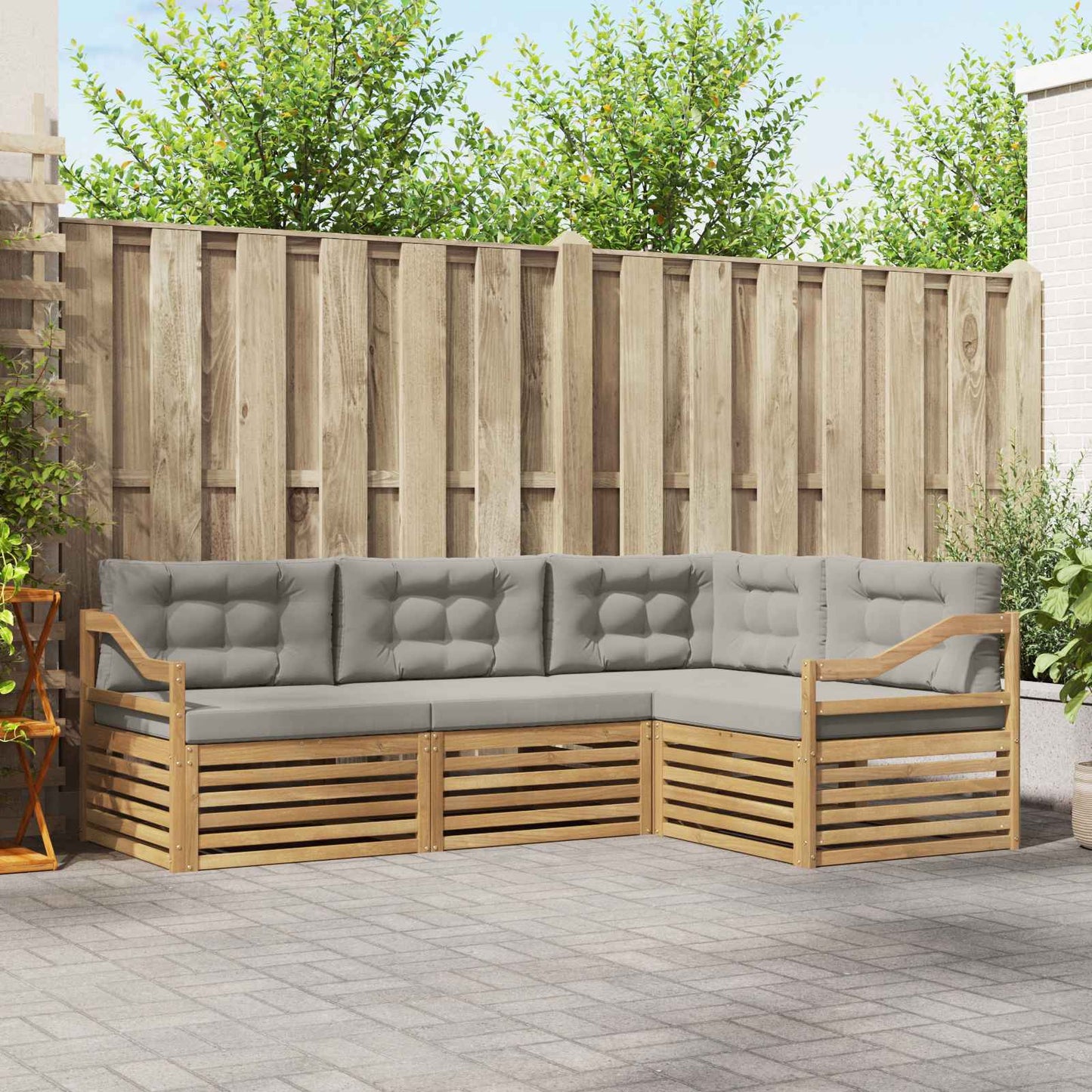 vidaXL Σειρά Καναπέ Εξωτερικού 4 pcs Λευκό και Ανοιχτό Γκρι