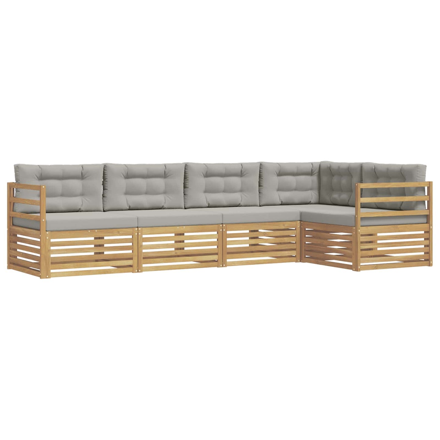 vidaXL Σειρά Καναπέ Εξωτερικού 5 pcs Λευκό και Ανοιχτό Γκρι
