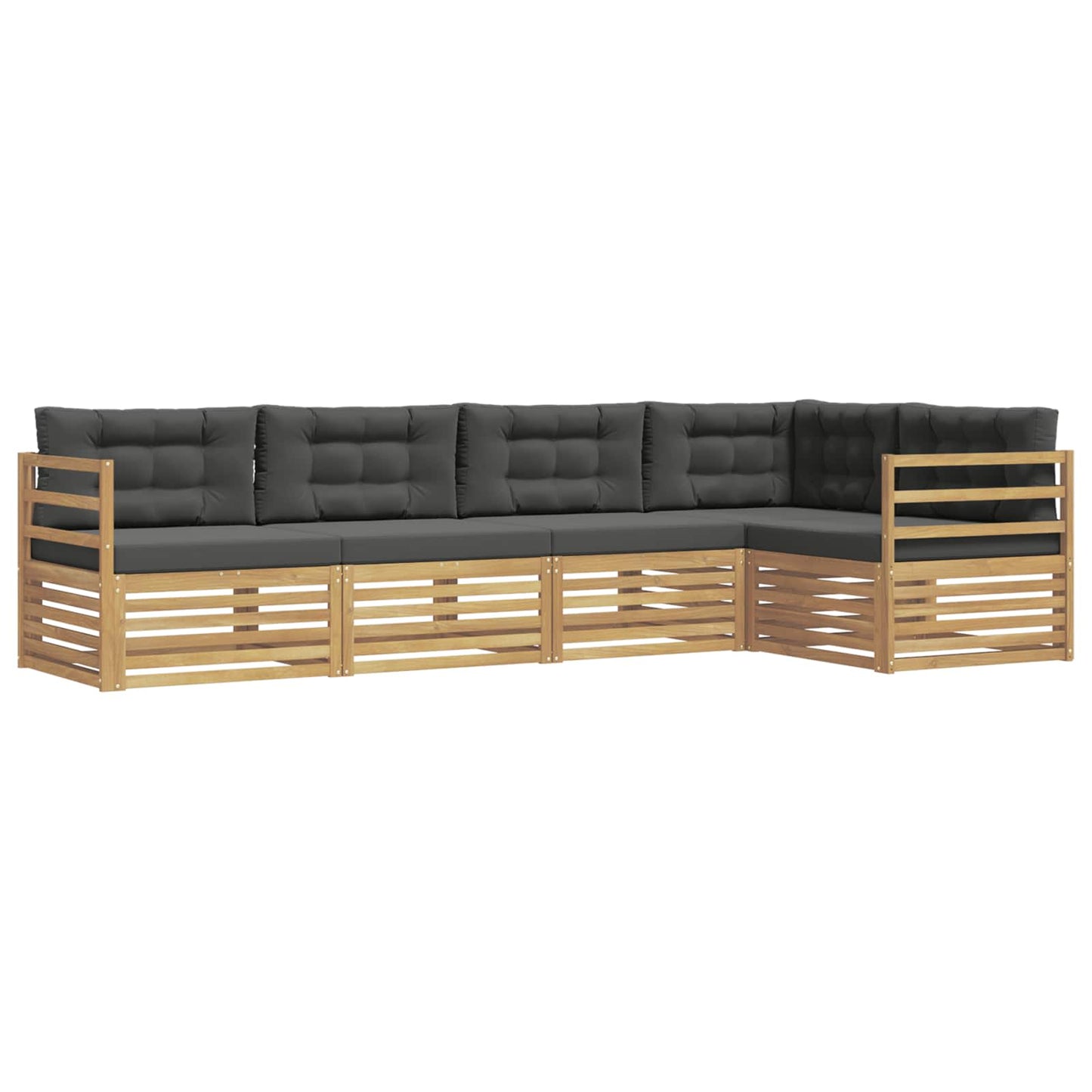 vidaXL Σειρά Καναπέ Εξωτερικού 5 pcs Άσπρο και Ανθρακί Πολυεστέρας
