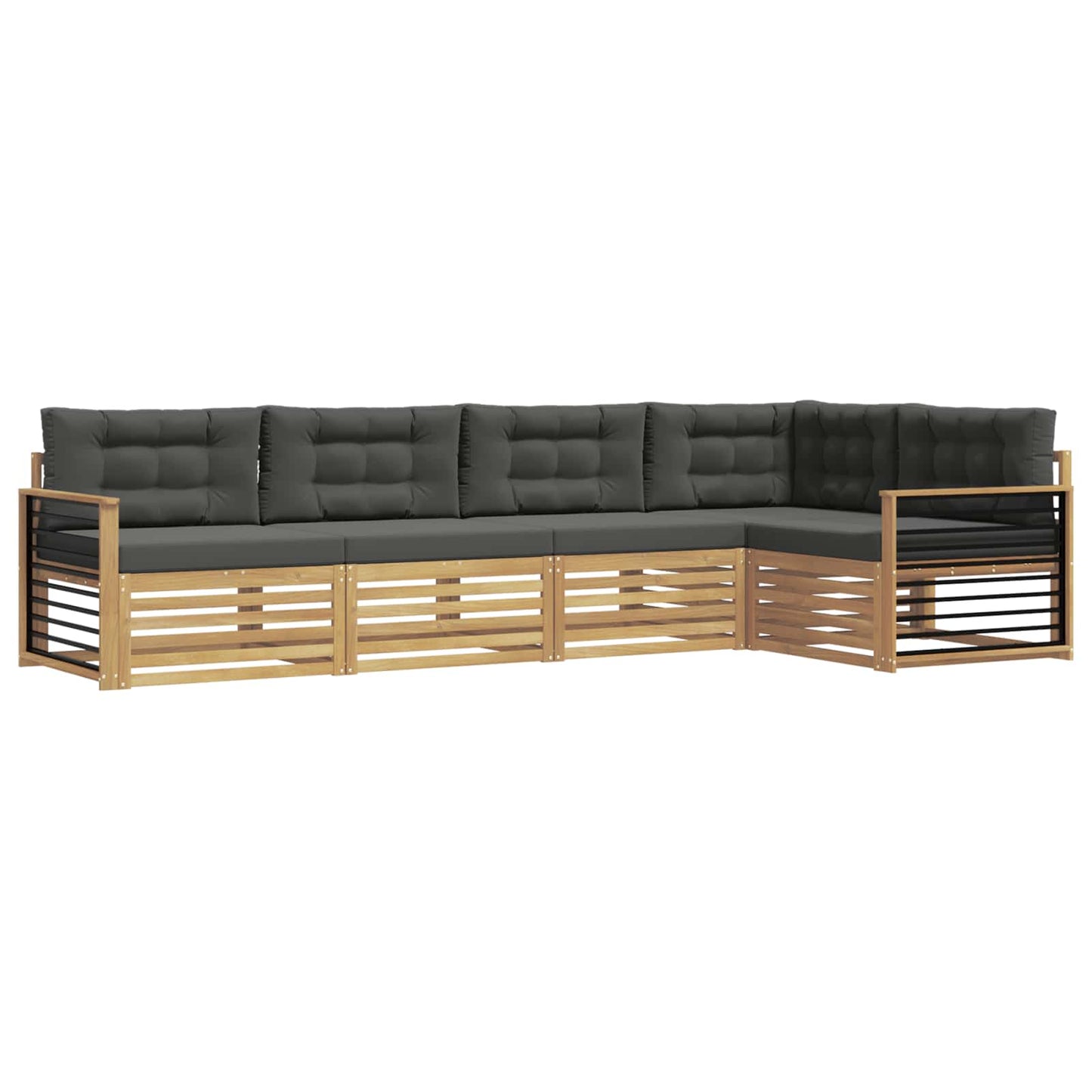 vidaXL Σειρά Καναπέ Εξωτερικού 6 pcs Άσπρο και Ανθρακί Πολυεστέρας