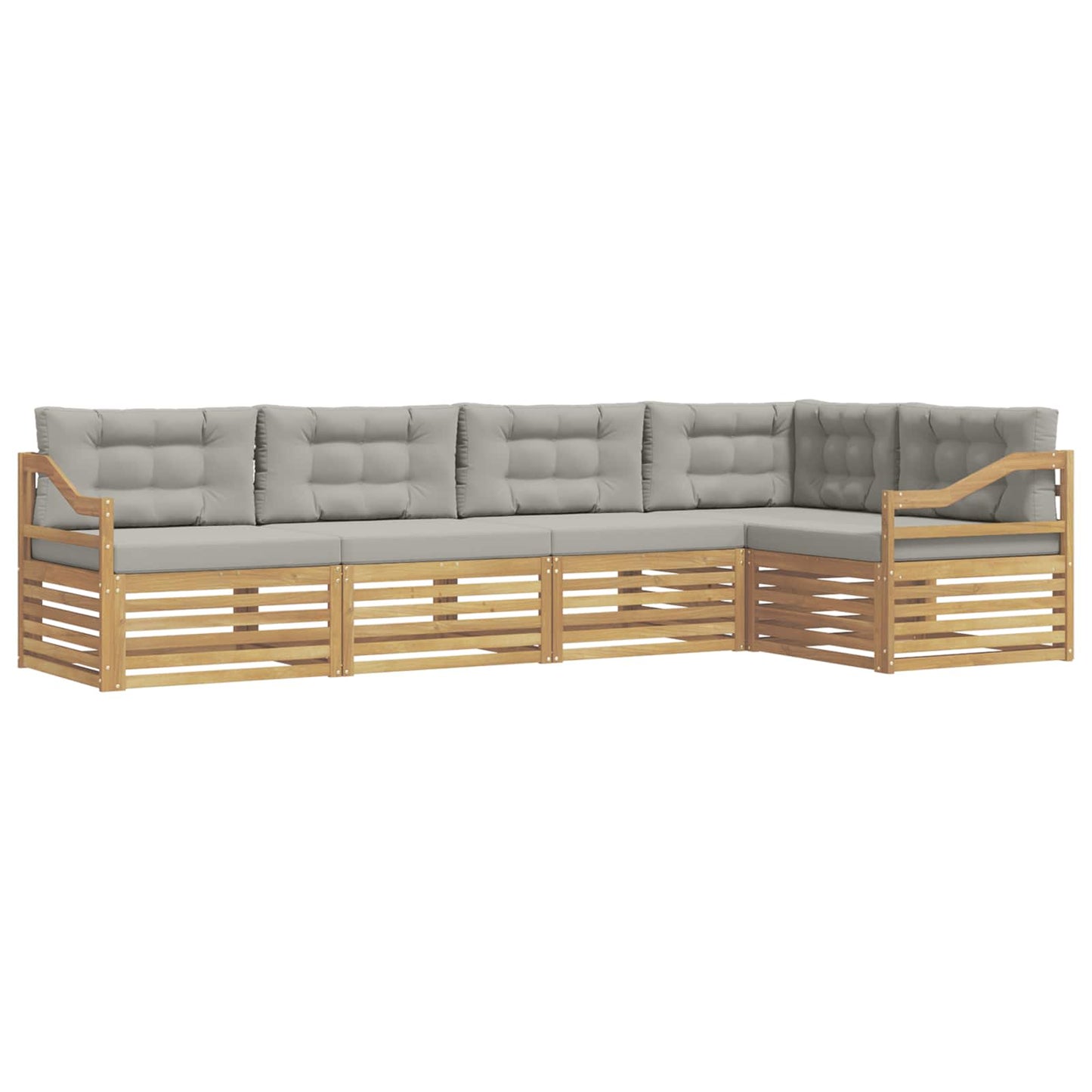 vidaXL Σειρά Καναπέ Εξωτερικού 5 pcs Λευκό και Ανοιχτό Γκρι