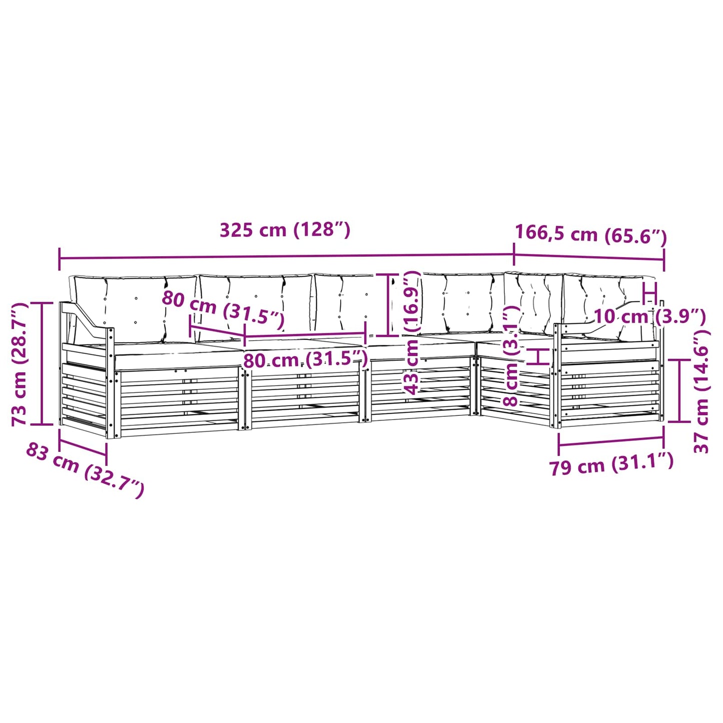 vidaXL Σειρά Καναπέ Εξωτερικού 5 pcs Άσπρο και Ανθρακί Πολυεστέρας