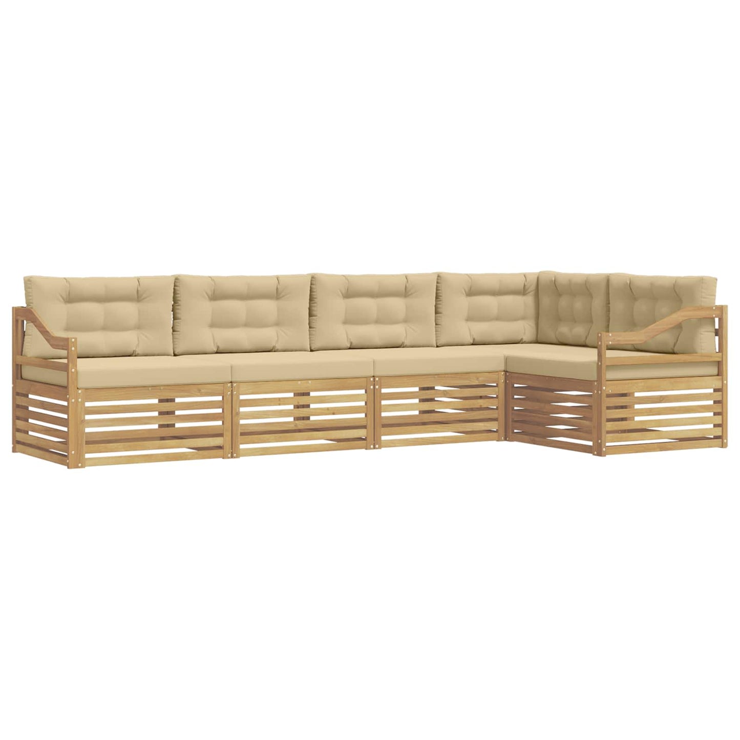 vidaXL Σειρά Καναπέ Εξωτερικού 5 pcs Λευκό και Μπεζ Πολυεστέρας