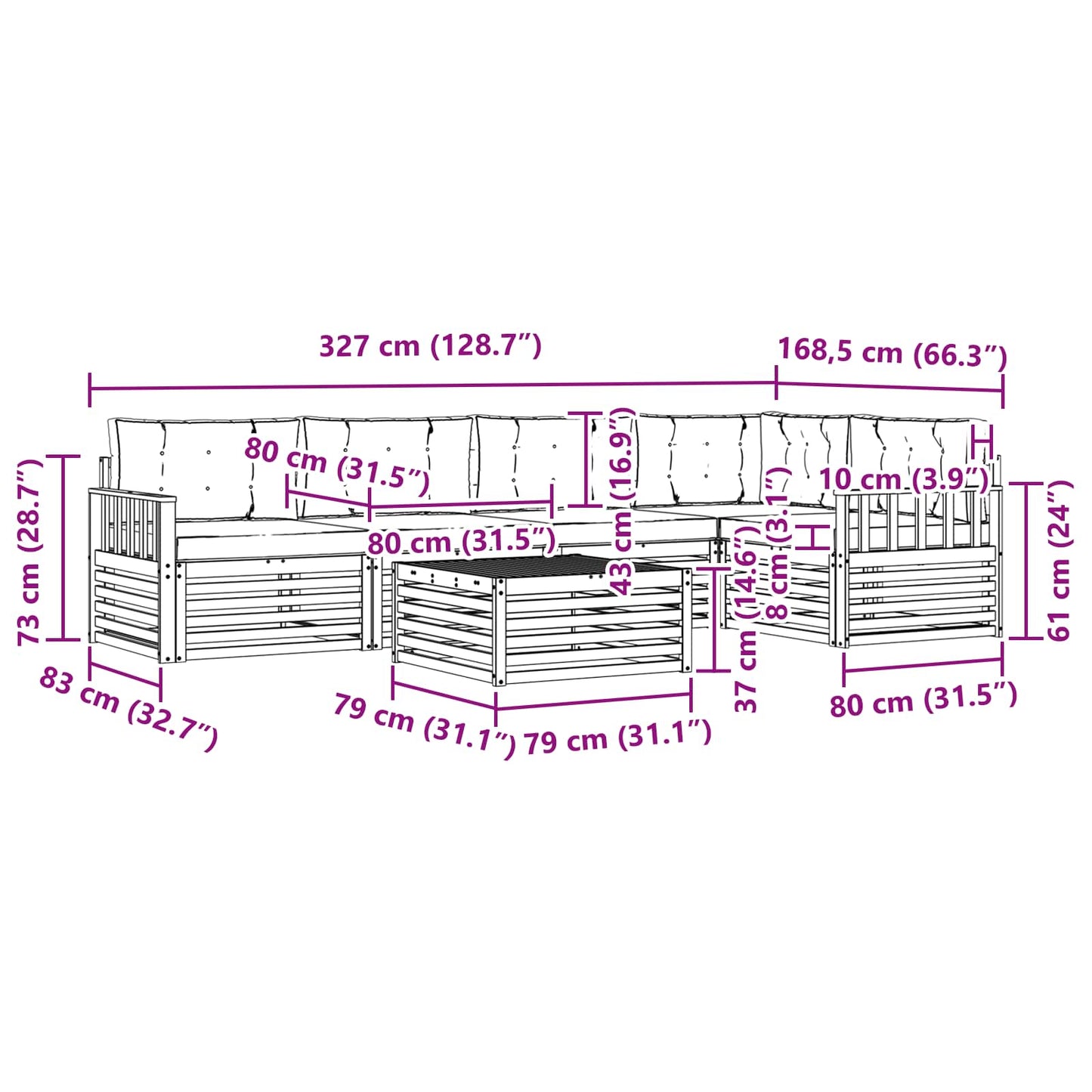 vidaXL Σειρά Καναπέ Εξωτερικού 6 pcs Άσπρο και Ανθρακί Πολυεστέρας