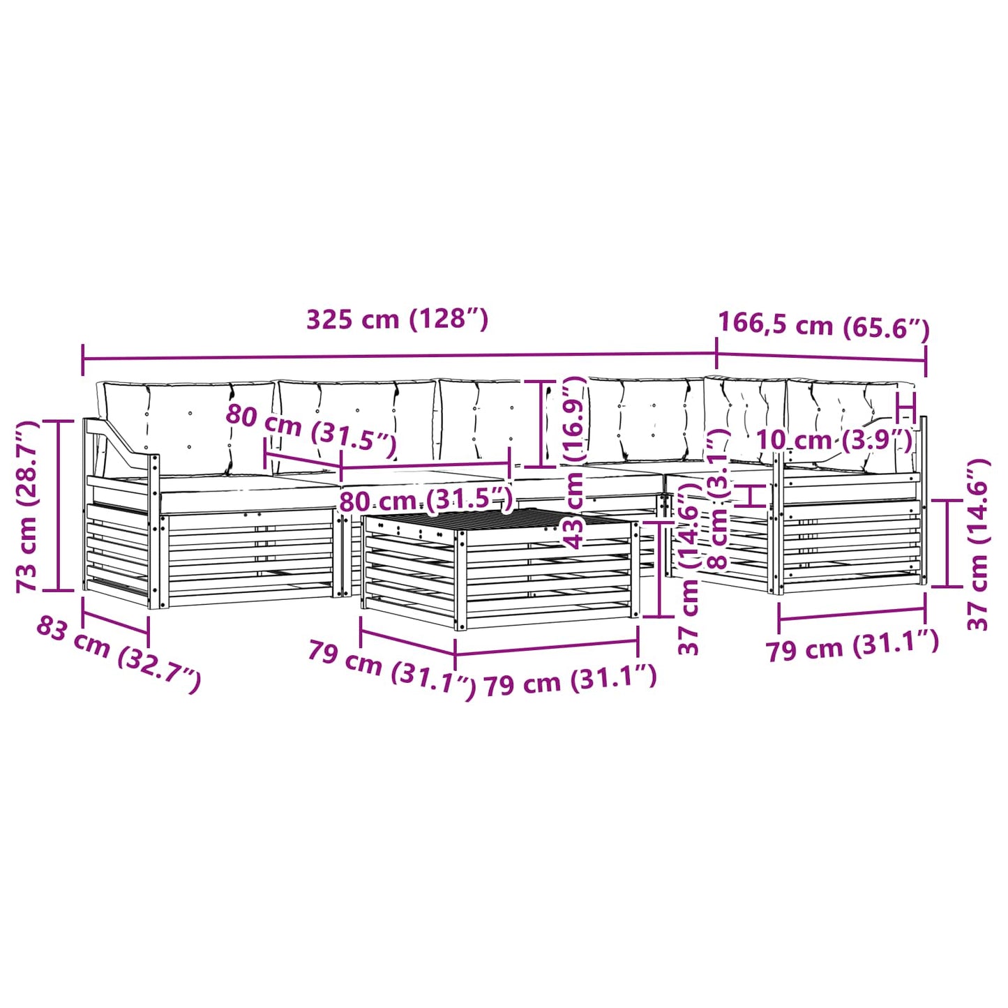 vidaXL Σειρά Καναπέ Εξωτερικού 6 pcs Άσπρο και Ανθρακί Πολυεστέρας