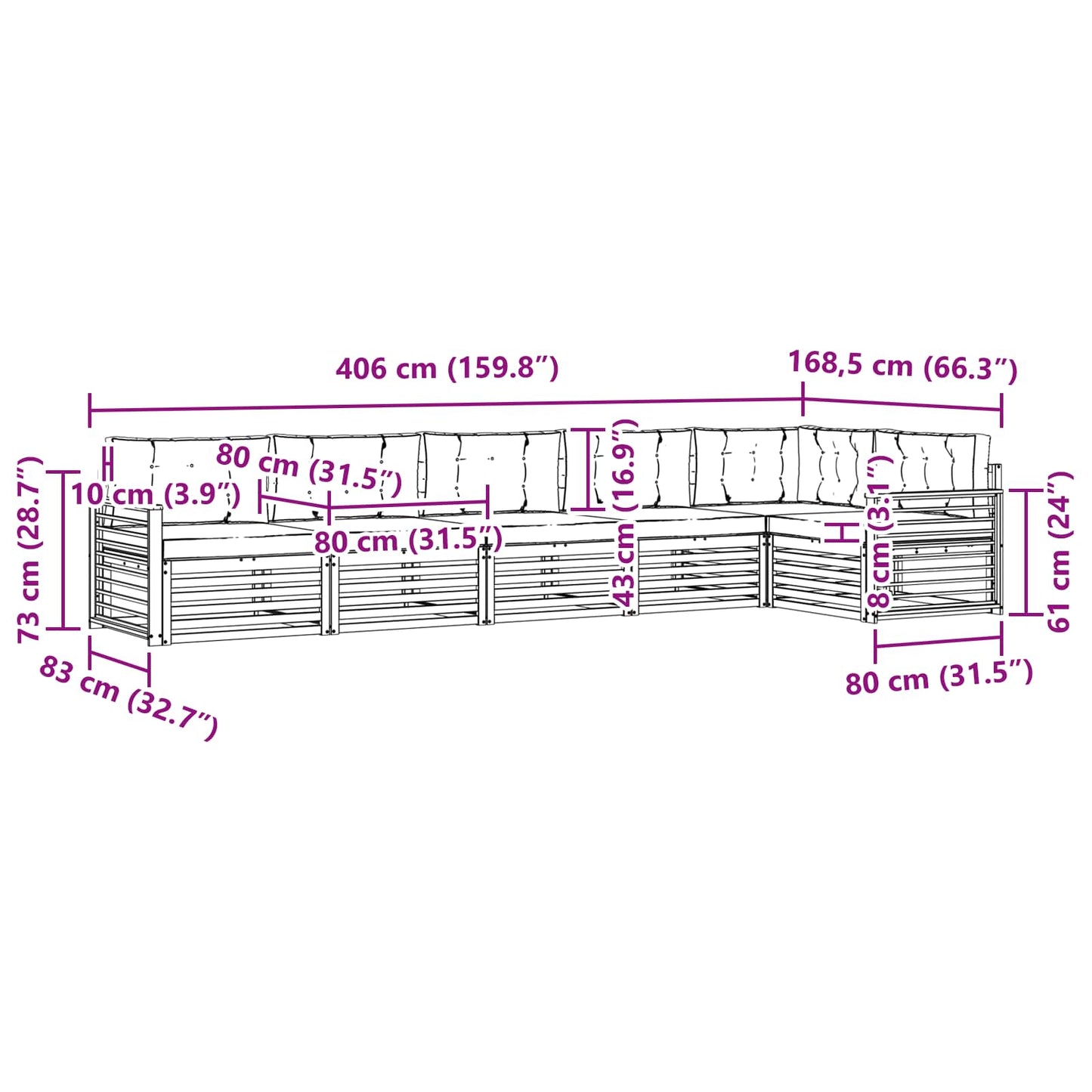 vidaXL Σειρά Καναπέ Εξωτερικού 6 pcs Λευκό και Μπεζ Πολυεστέρας