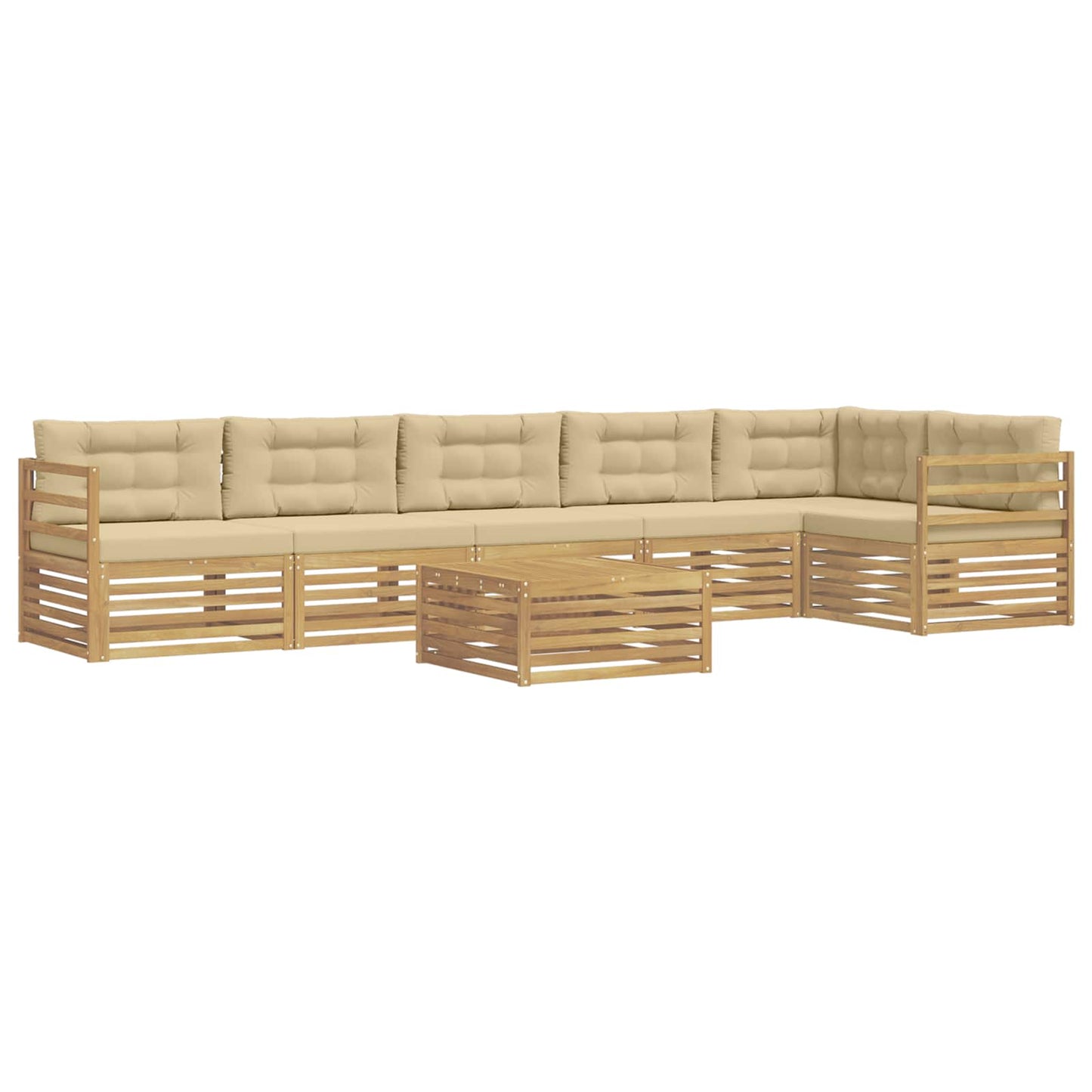 vidaXL Σειρά Καναπέ Εξωτερικού 7 pcs Λευκό και Μπεζ Πολυεστέρας
