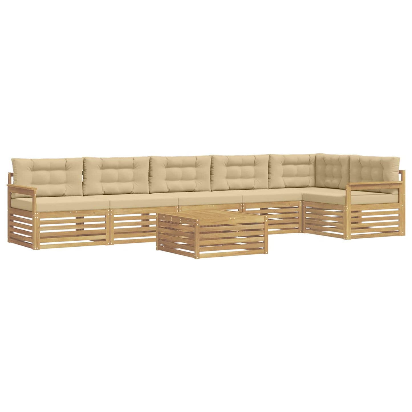 vidaXL Σειρά Καναπέ Εξωτερικού με μαξιλάρι 7 pcs Λευκό και Μπεζ