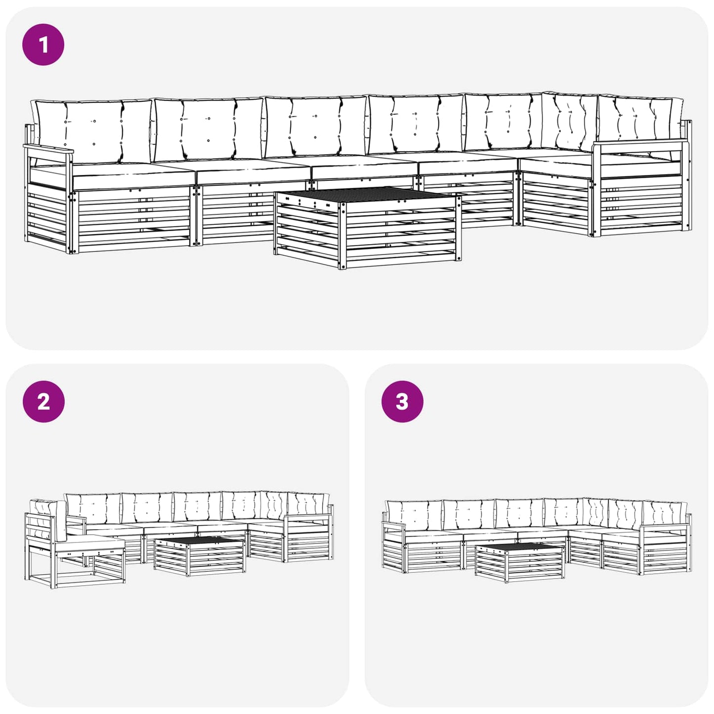 vidaXL Σειρά Καναπέ Εξωτερικού με μαξιλάρι 7 pcs Λευκό και Μπεζ