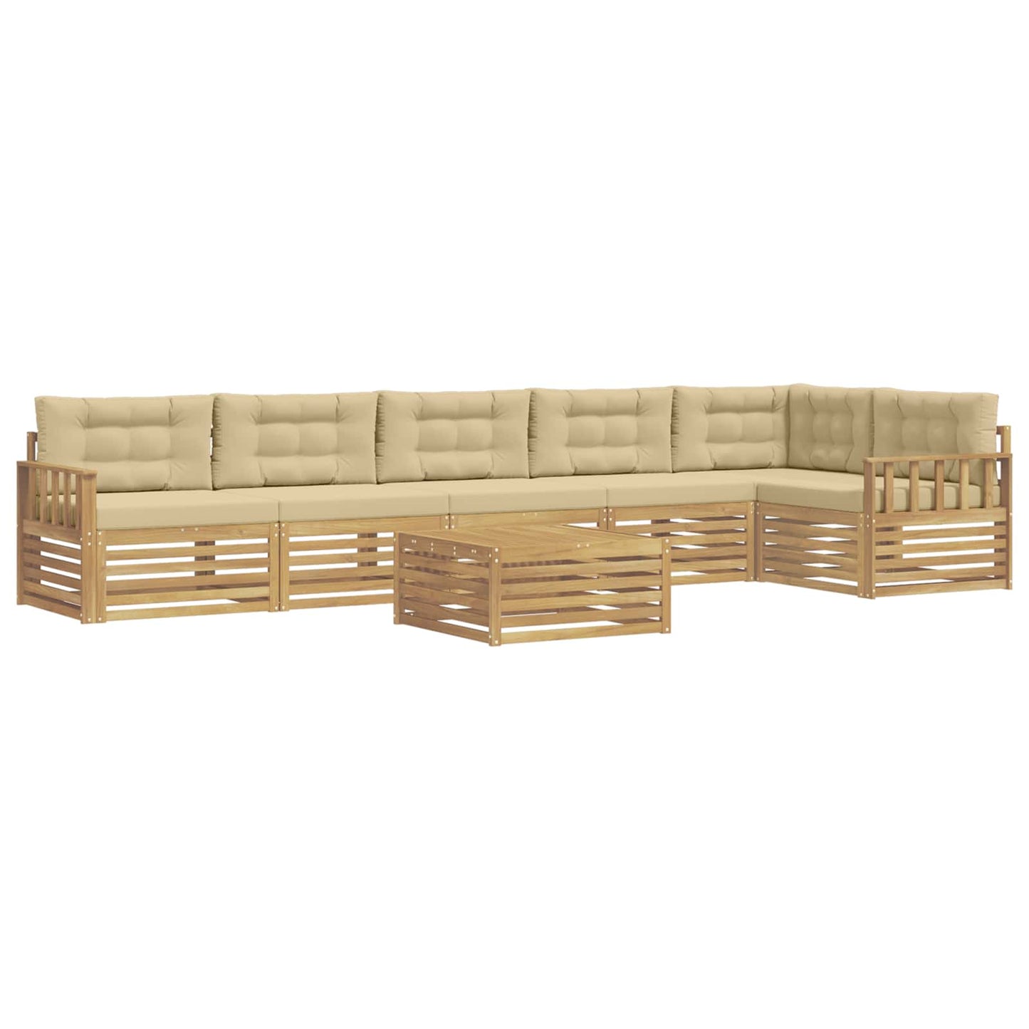 vidaXL Σειρά Καναπέ Εξωτερικού με μαξιλάρι 7 pcs Λευκό και Μπεζ
