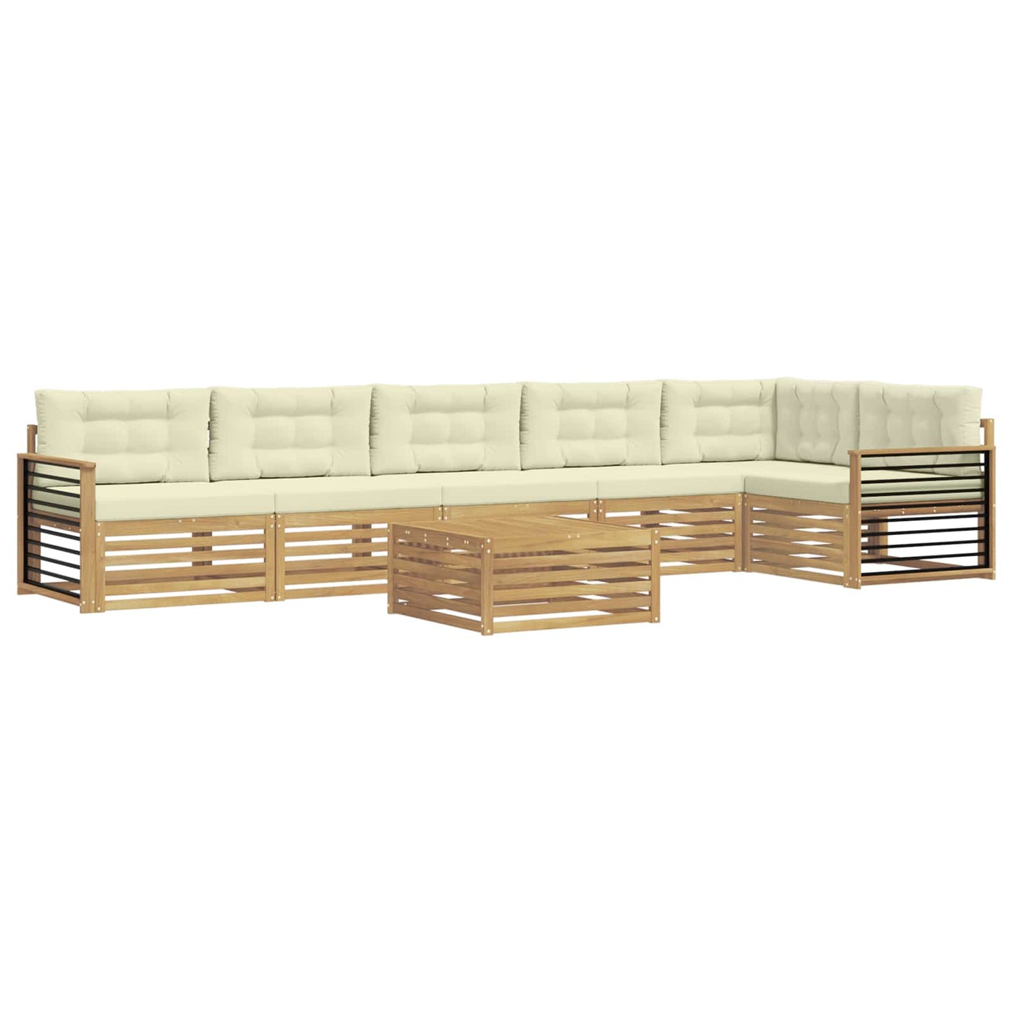 vidaXL Σειρά Καναπέ Εξωτερικού με μαξιλάρι 7 pcs Λευκό και Κρεμ