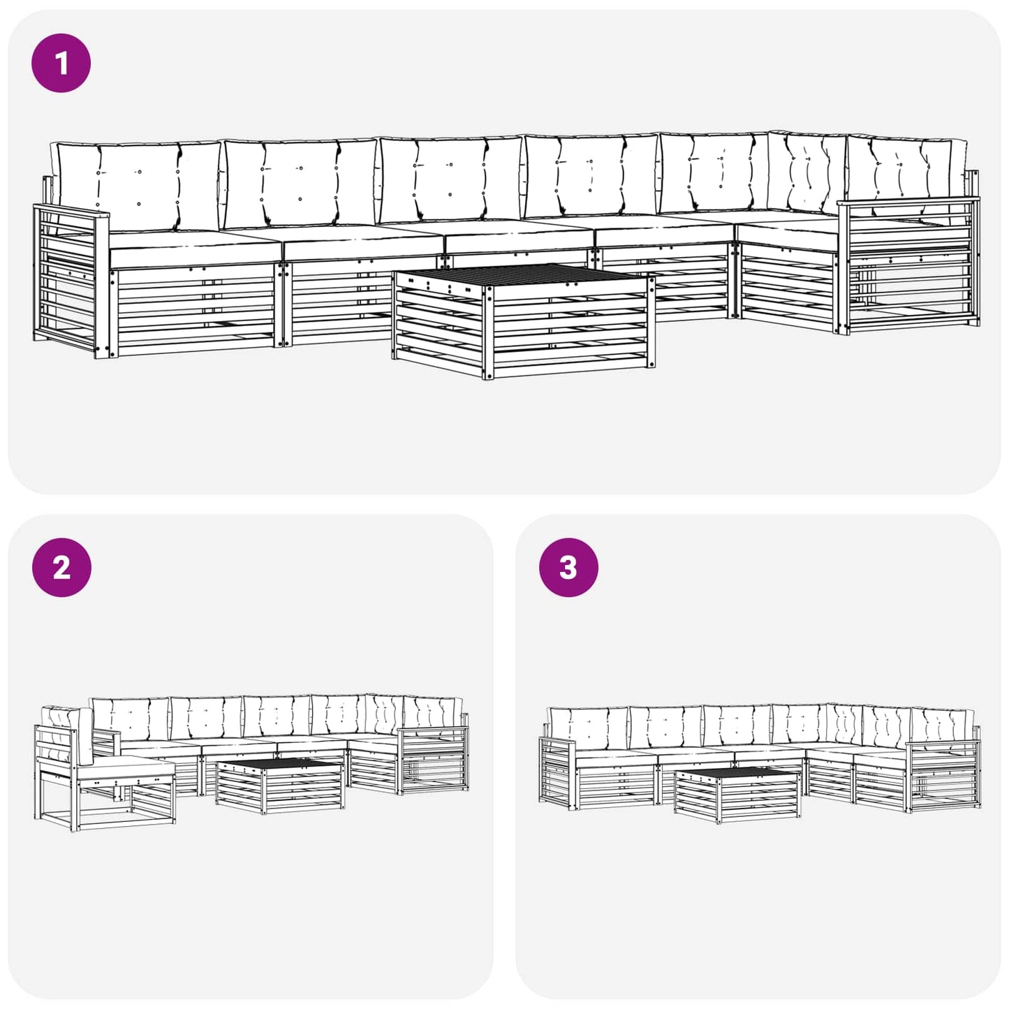 vidaXL Σειρά Καναπέ Εξωτερικού με μαξιλάρι 7 pcs Άσπρο και Ανθρακί