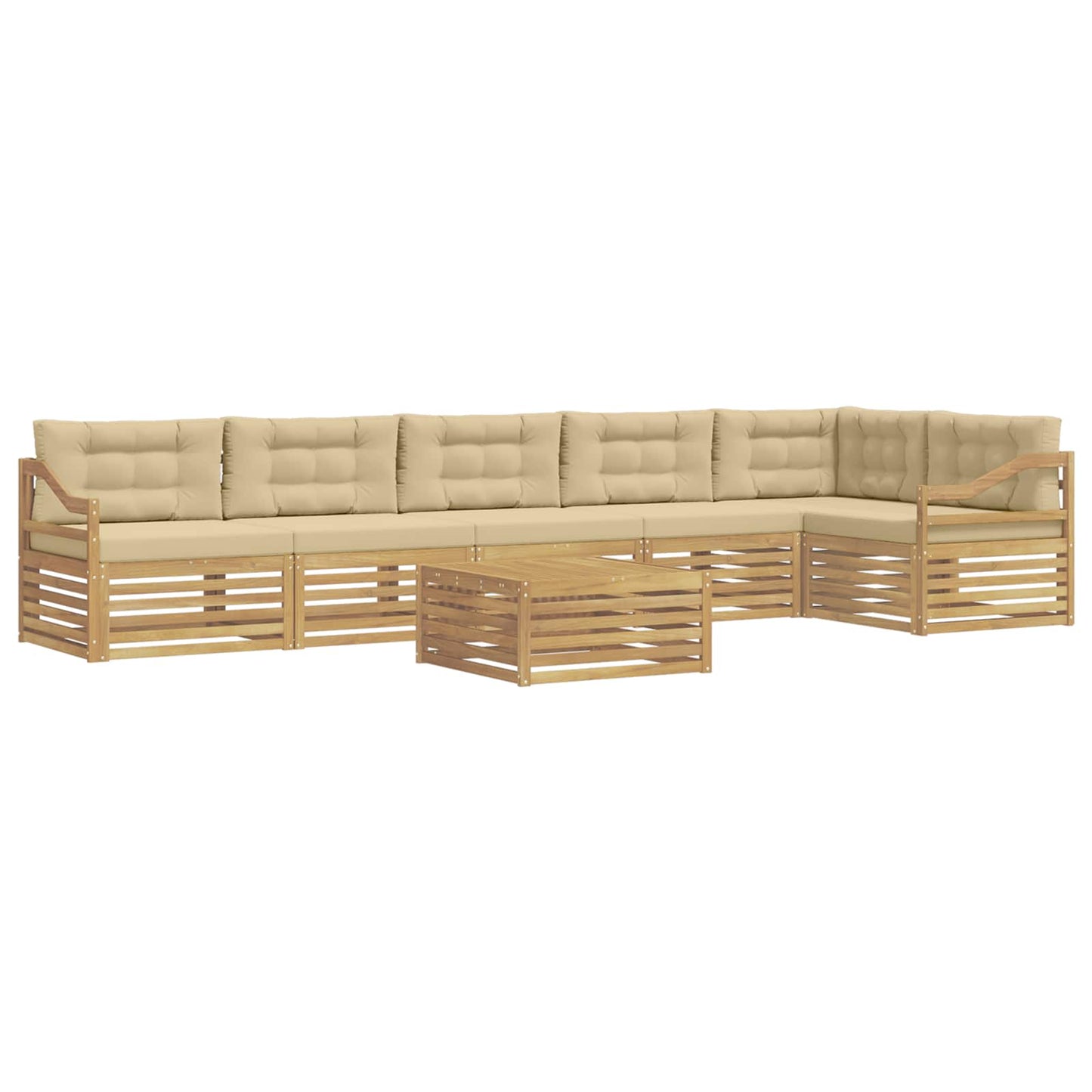 vidaXL Σειρά Καναπέ Εξωτερικού 7 pcs Λευκό και Μπεζ Πολυεστέρας