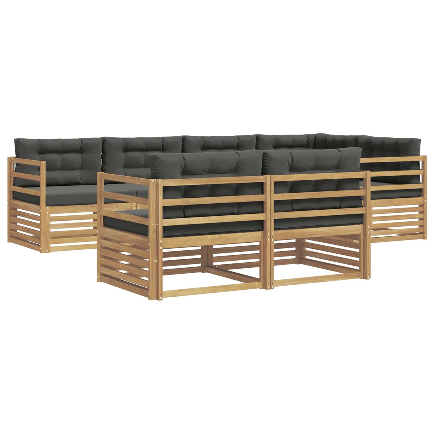 vidaXL Σειρά Καναπέ Εξωτερικού 7 pcs Άσπρο και Ανθρακί Πολυεστέρας