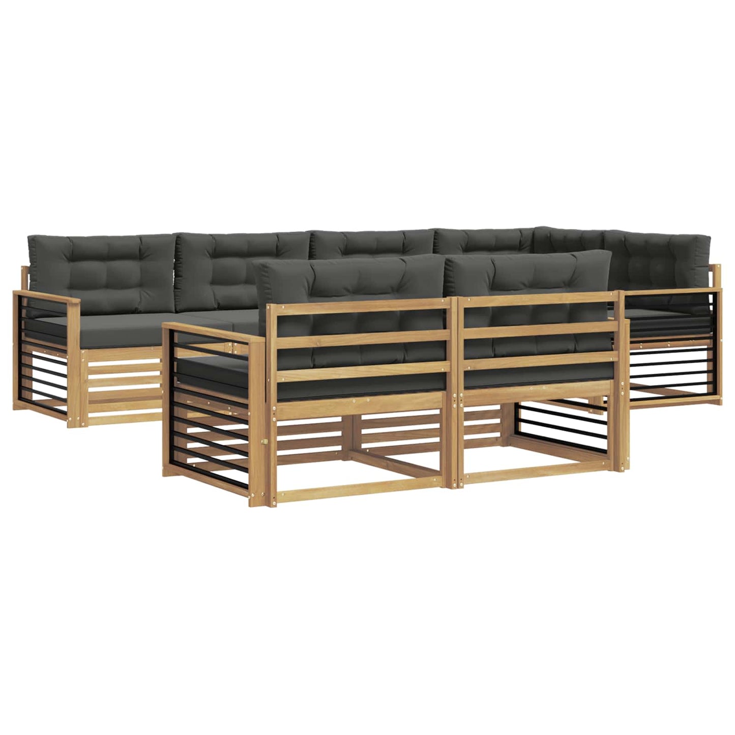 vidaXL Σειρά Καναπέ Εξωτερικού 7 pcs Άσπρο και Ανθρακί Πολυεστέρας