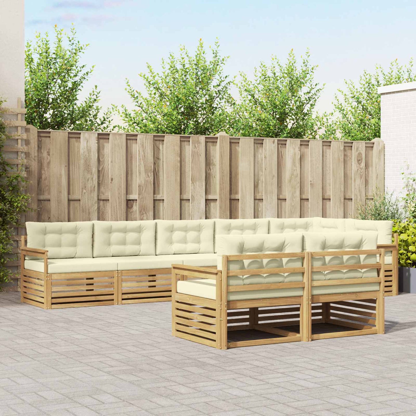 vidaXL Σειρά Καναπέ Εξωτερικού 8 pcs Λευκό και Κρεμ Πολυεστέρας