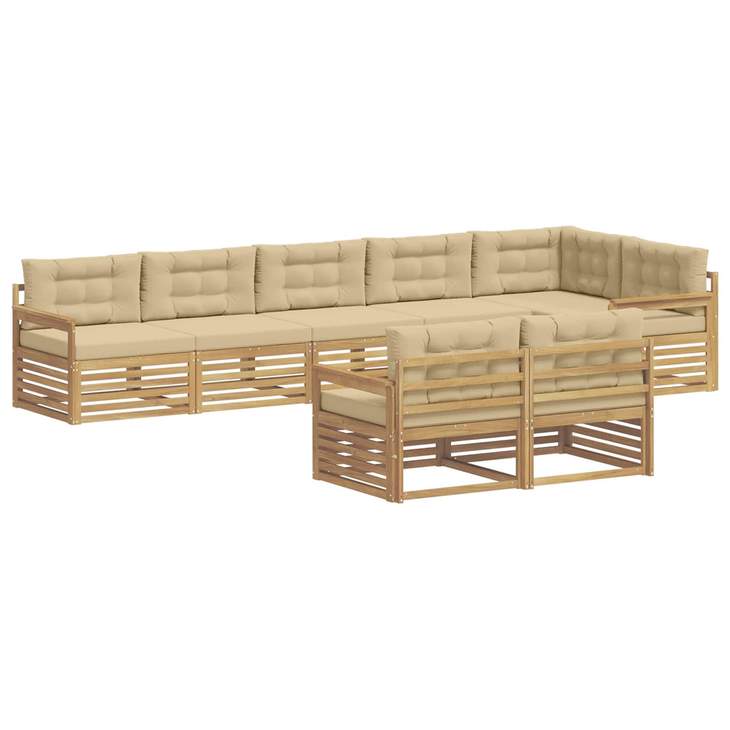 vidaXL Σειρά Καναπέ Εξωτερικού 8 pcs Λευκό και Μπεζ Πολυεστέρας