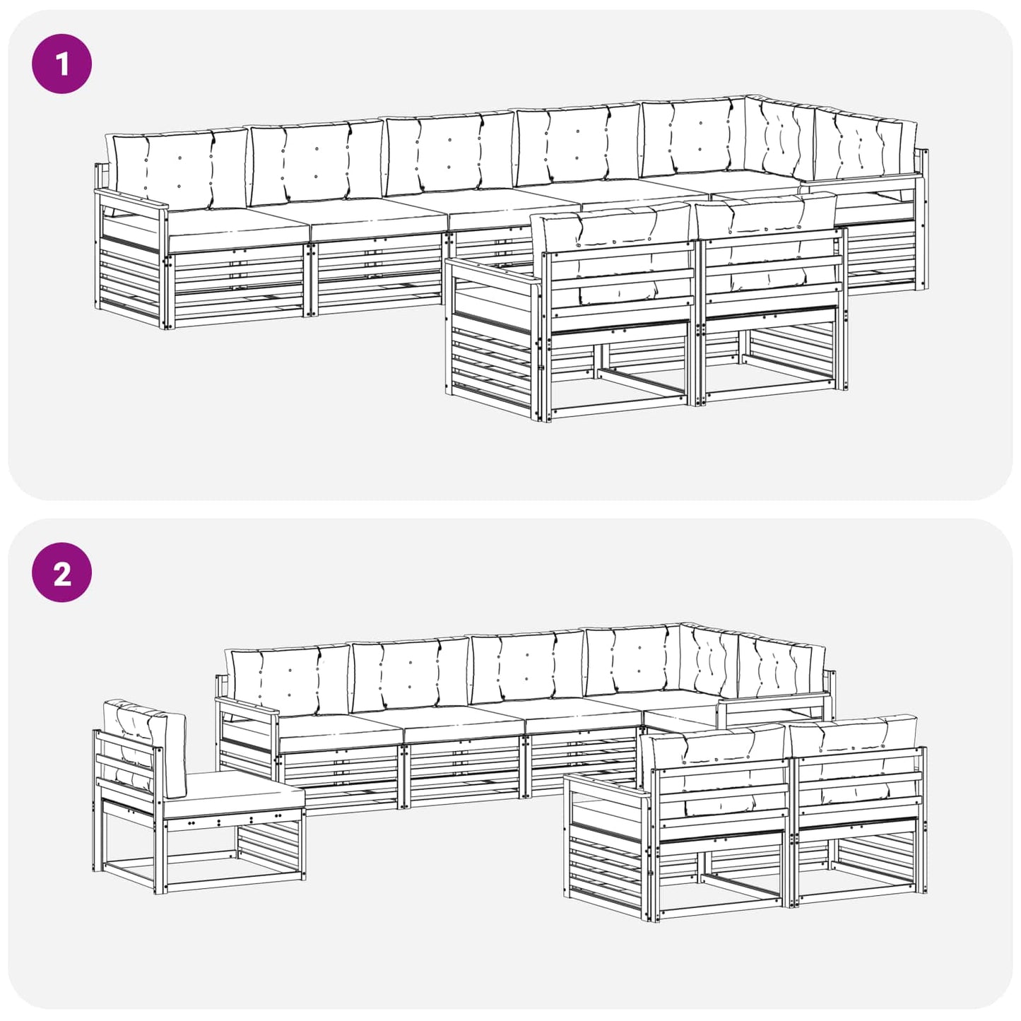 vidaXL Σειρά Καναπέ Εξωτερικού 8 pcs Λευκό και Μπεζ Πολυεστέρας
