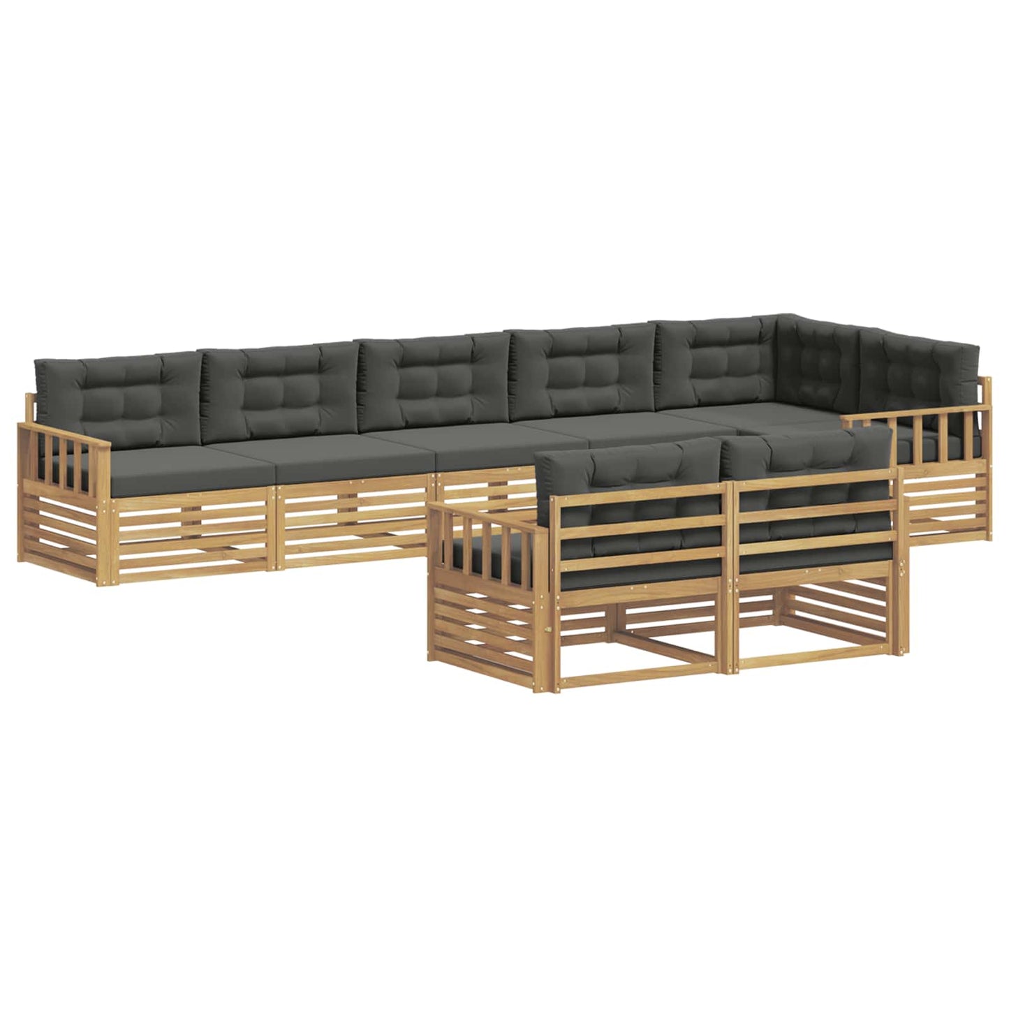 vidaXL Σειρά Καναπέ Εξωτερικού 8 pcs Άσπρο και Ανθρακί Πολυεστέρας