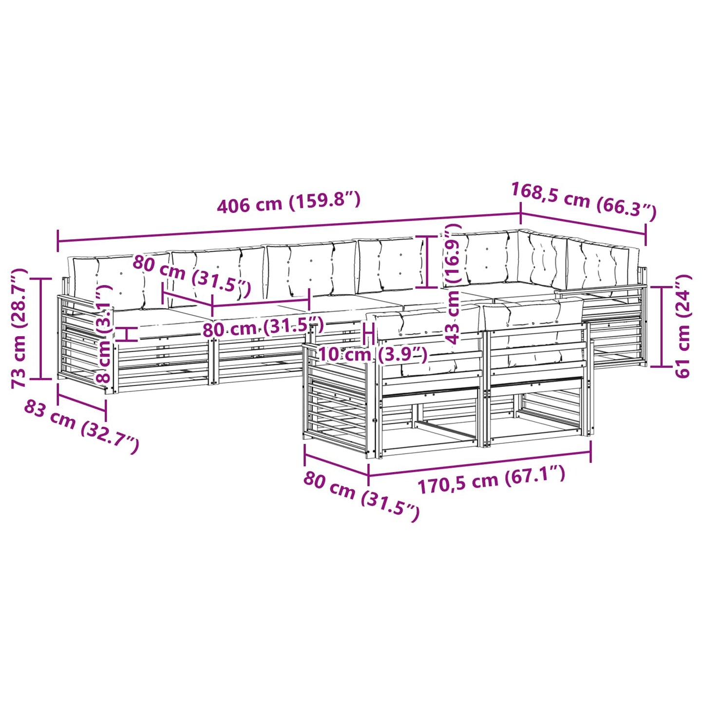 vidaXL Σειρά Καναπέ Εξωτερικού 8 pcs Λευκό και Κρεμ Πολυεστέρας