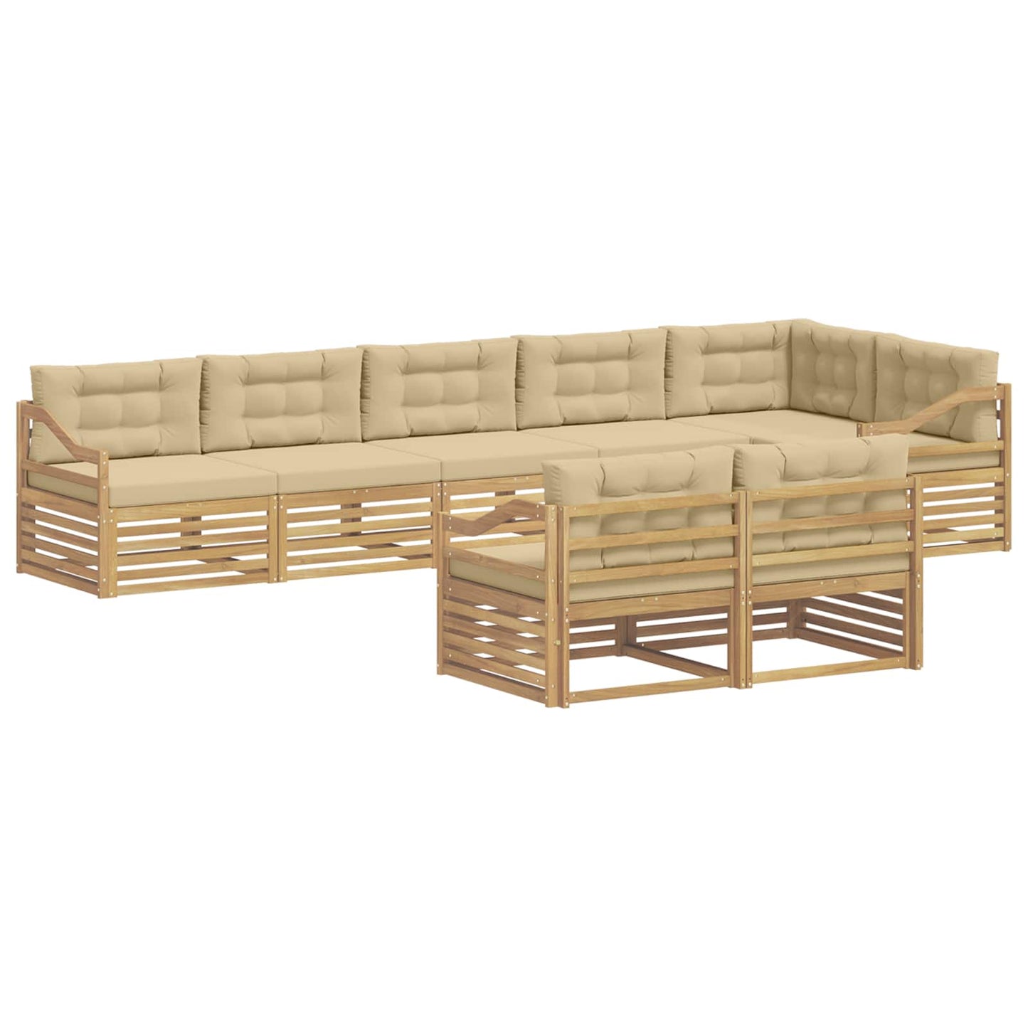 vidaXL Σειρά Καναπέ Εξωτερικού 8 pcs Λευκό και Μπεζ Πολυεστέρας