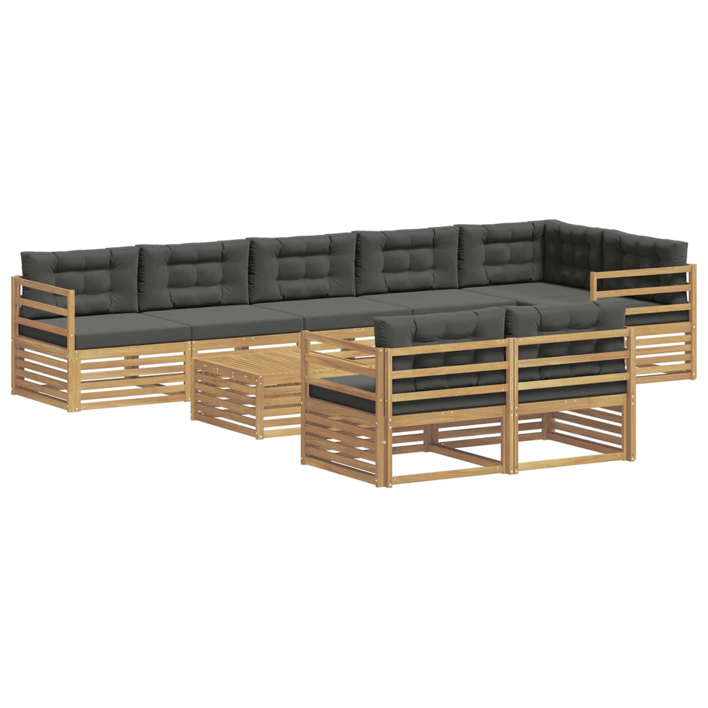 vidaXL Σειρά Καναπέ Εξωτερικού με μαξιλάρι 9 pcs Άσπρο και Ανθρακί