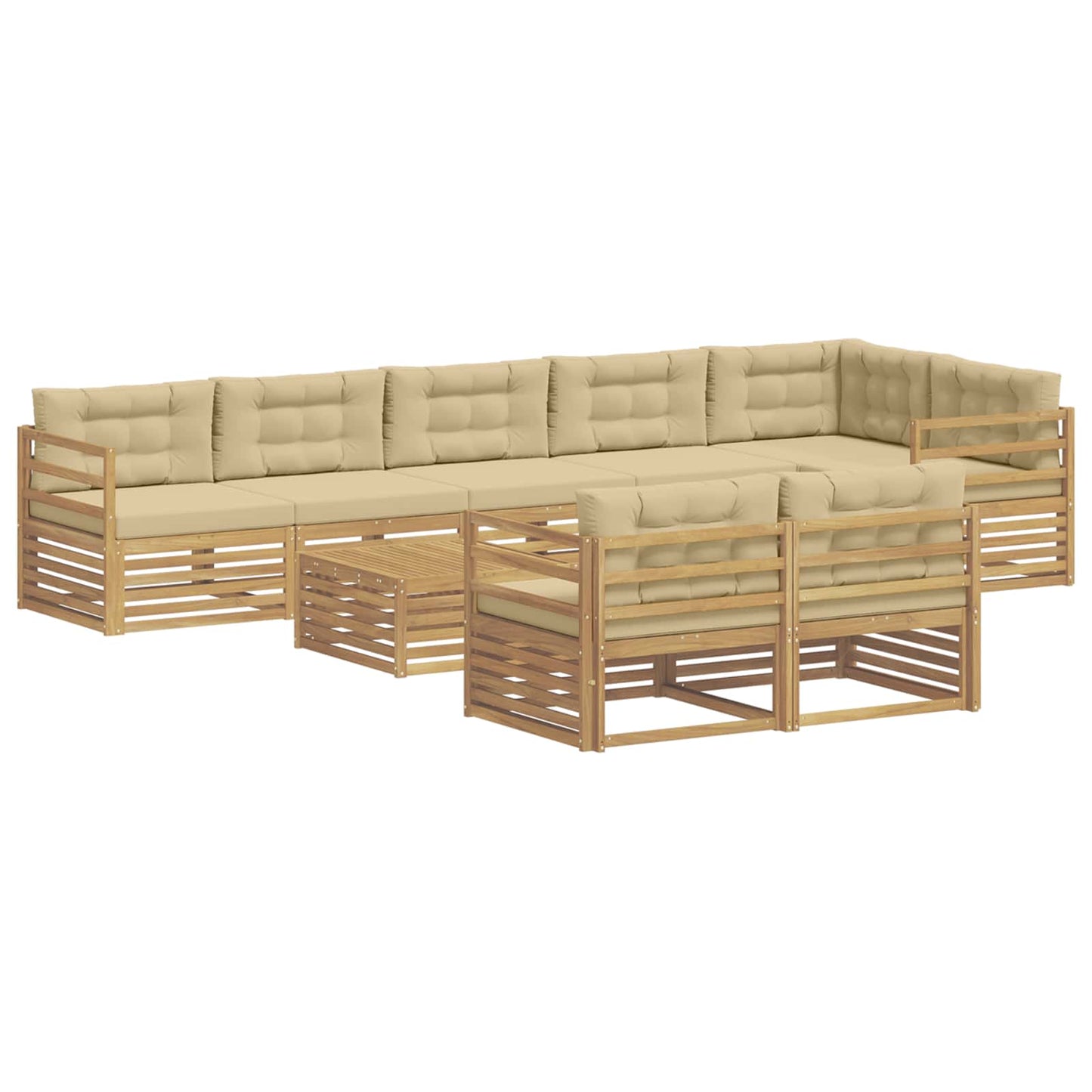 vidaXL Σειρά Καναπέ Εξωτερικού με μαξιλάρι 9 pcs Λευκό και Μπεζ