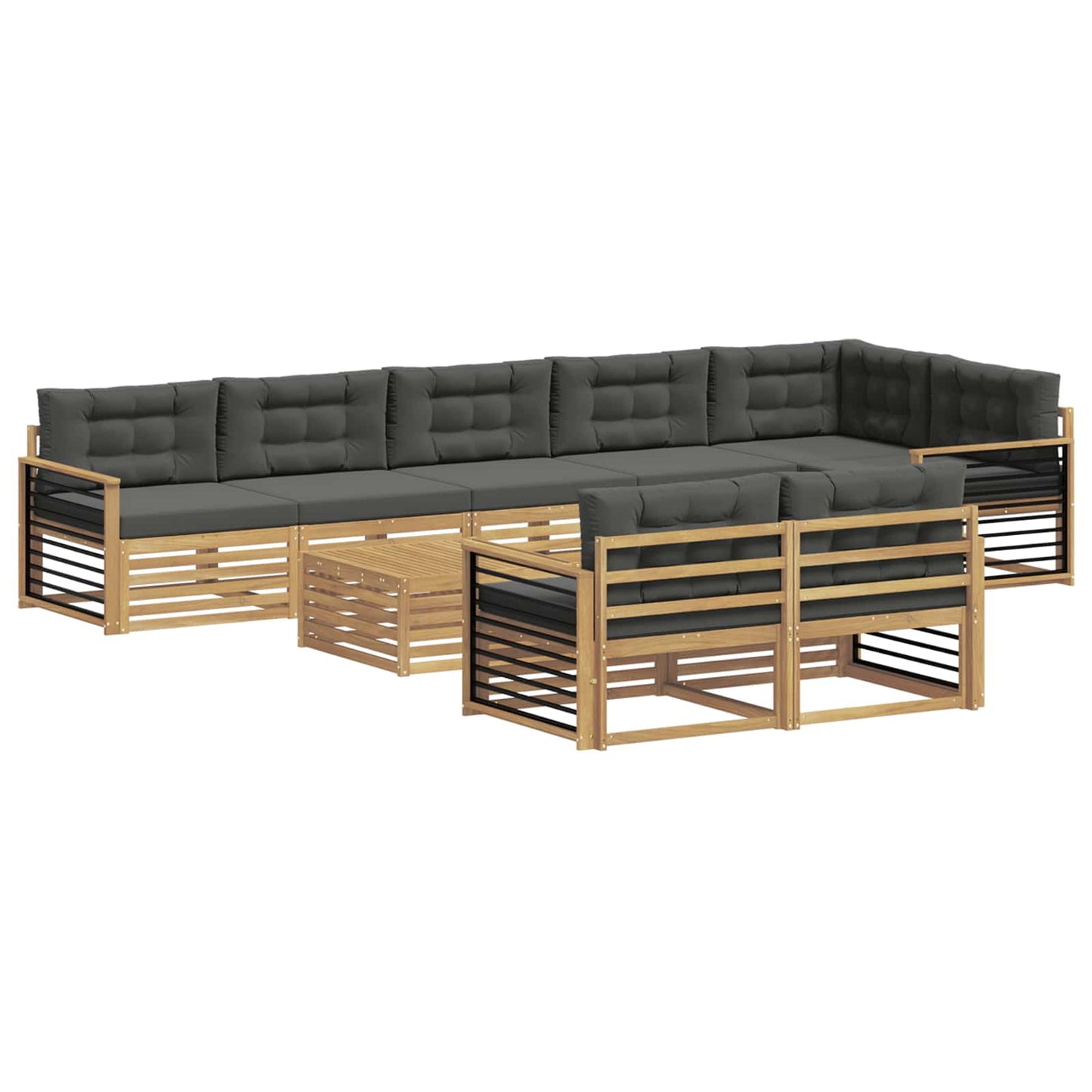 vidaXL Σειρά Καναπέ Εξωτερικού 9 pcs Άσπρο και Ανθρακί Πολυεστέρας