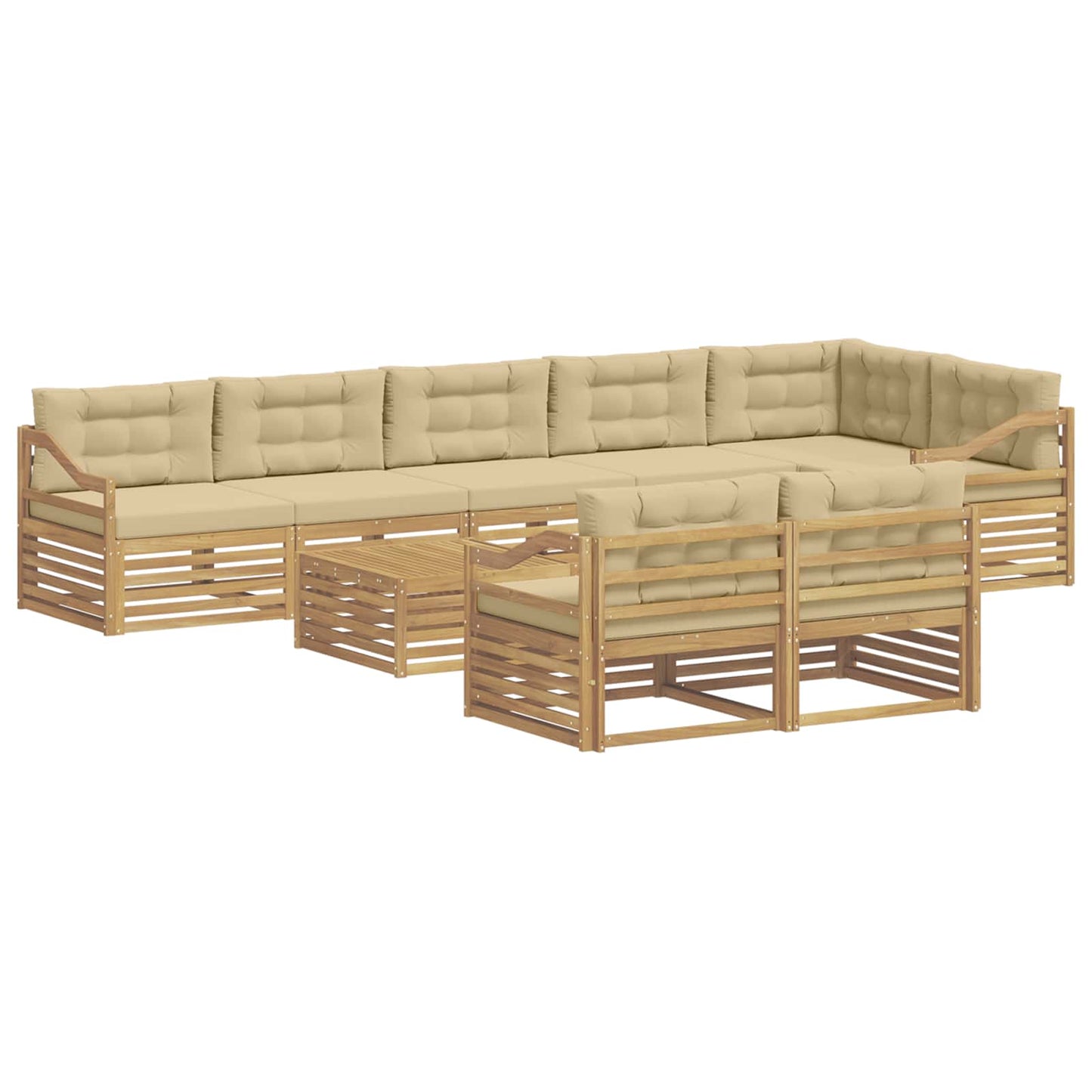 vidaXL Σειρά Καναπέ Εξωτερικού με μαξιλάρι 9 pcs Λευκό και Μπεζ